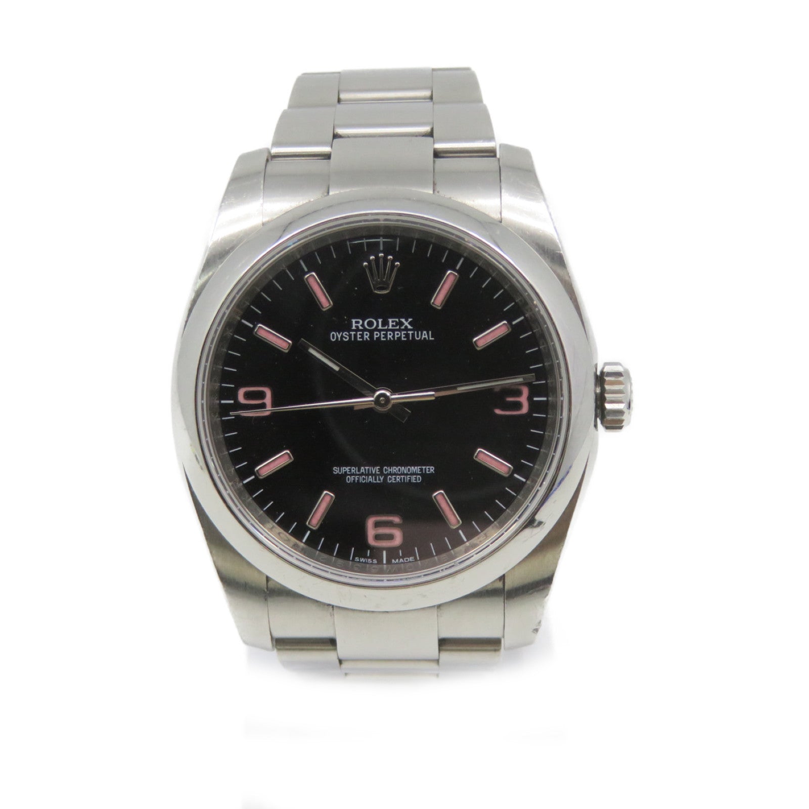 ROLEX Oyster Perpetual Watch不鏽鋼自動機芯手錶黑色/粉紅色/銀色
