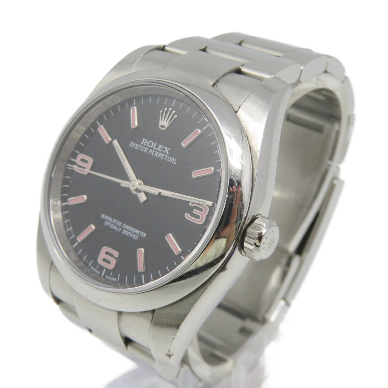 ROLEX Oyster Perpetual Watch不鏽鋼自動機芯手錶黑色/粉紅色/銀色