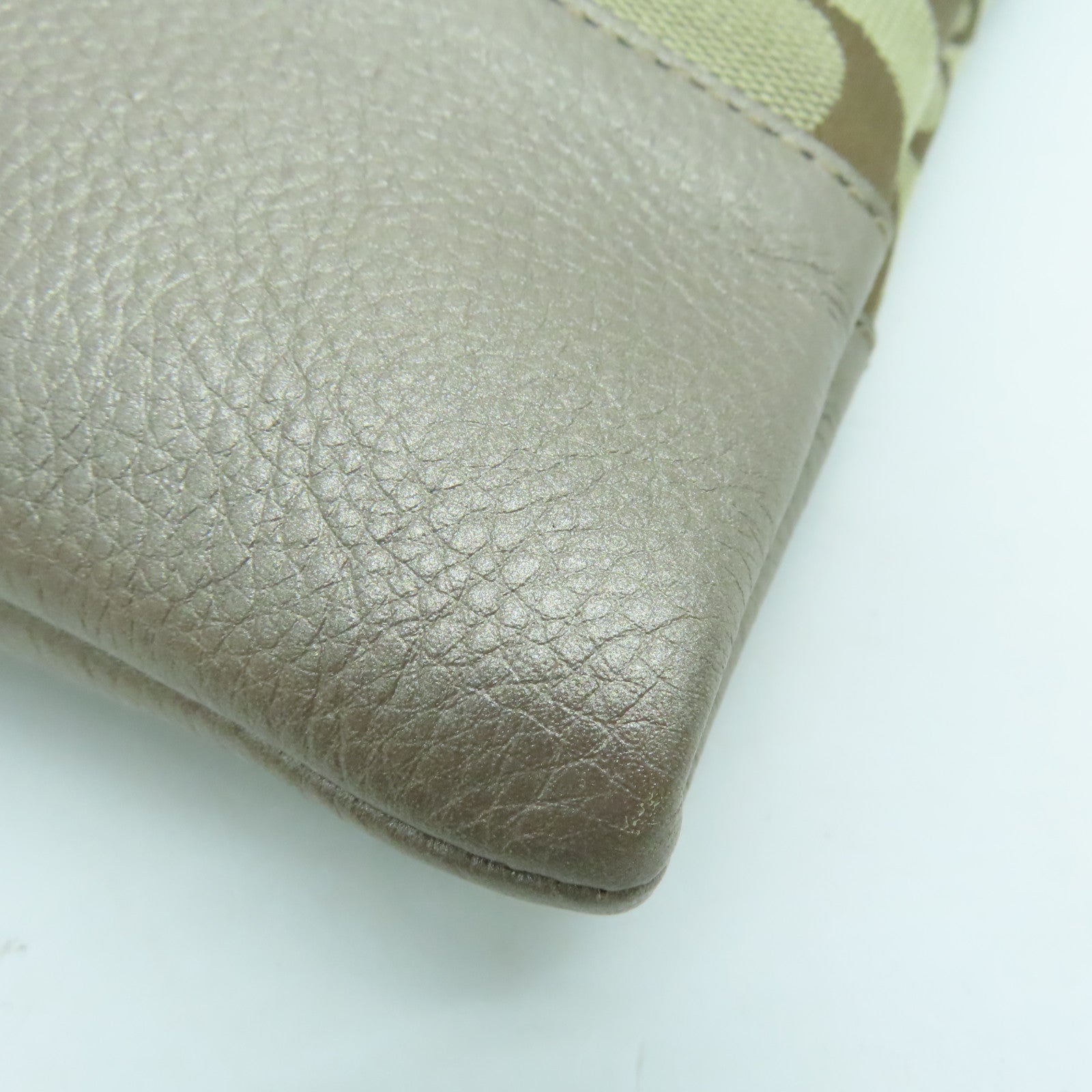 COACH 帆布Shoulder Bag银扣手挽肩背两用袋啡色