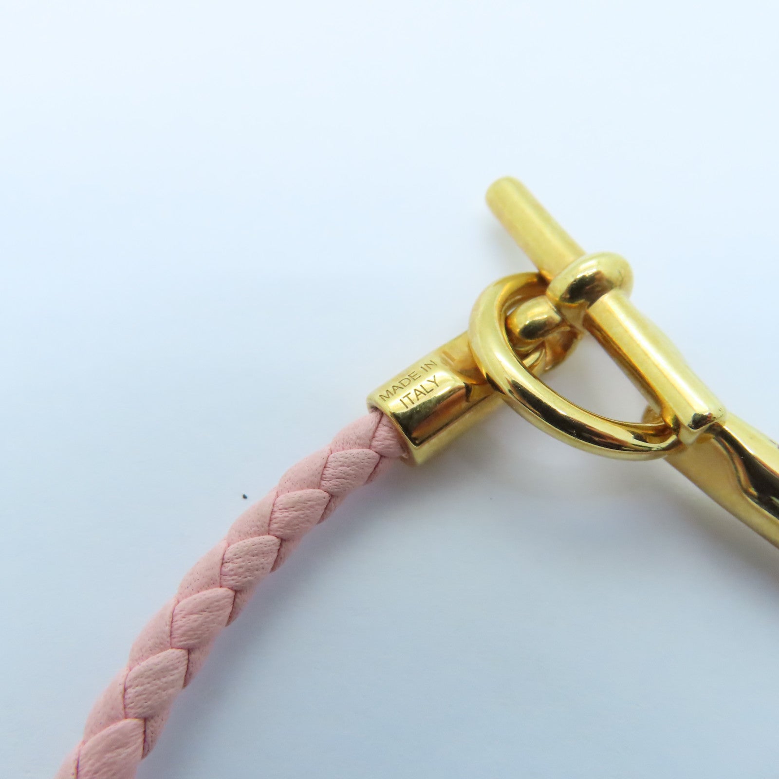 HERMES Leather Bracelets Gold Buckle Bracelet Pink