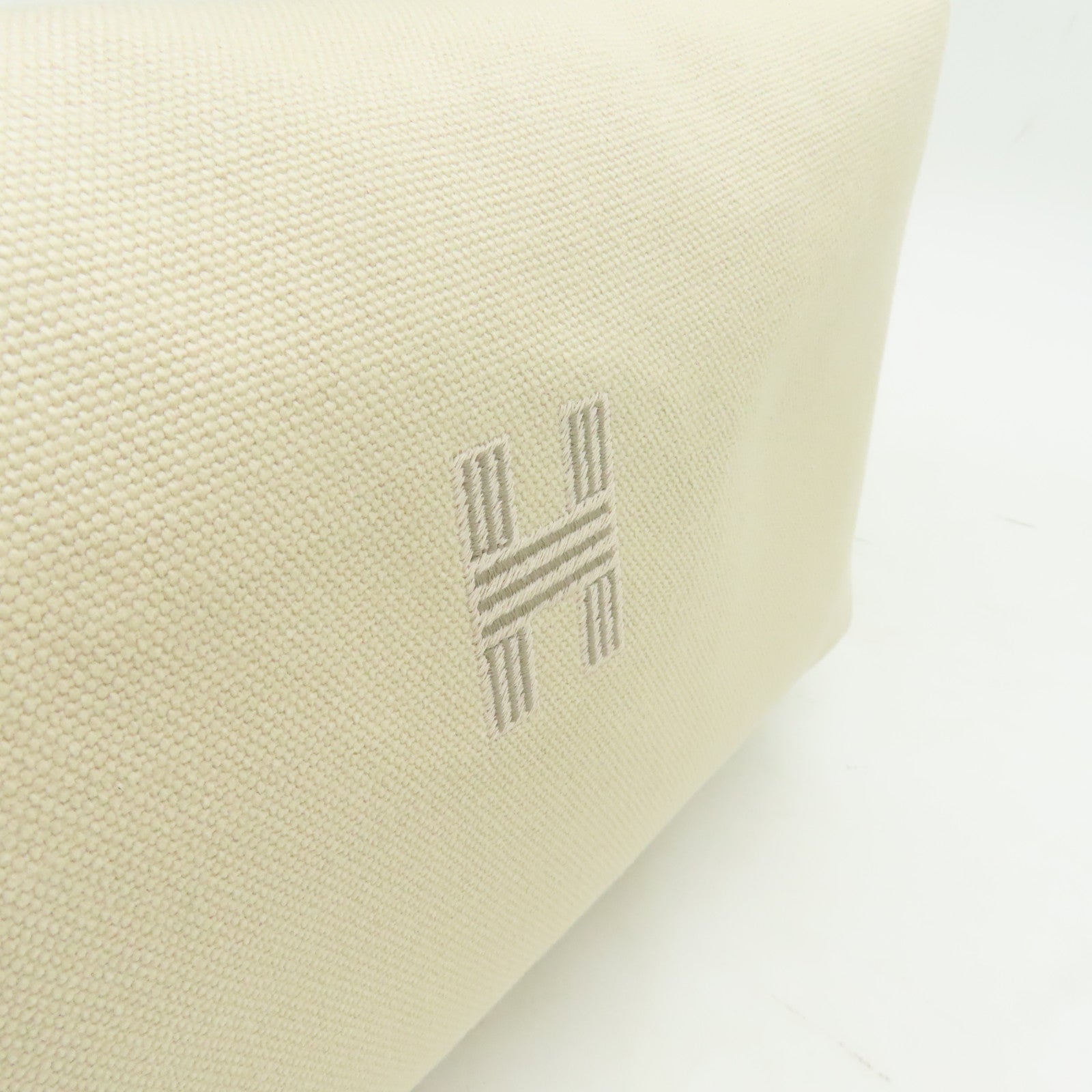 HERMES 帆布Bride-a-Brac銀扣手挽袋米色