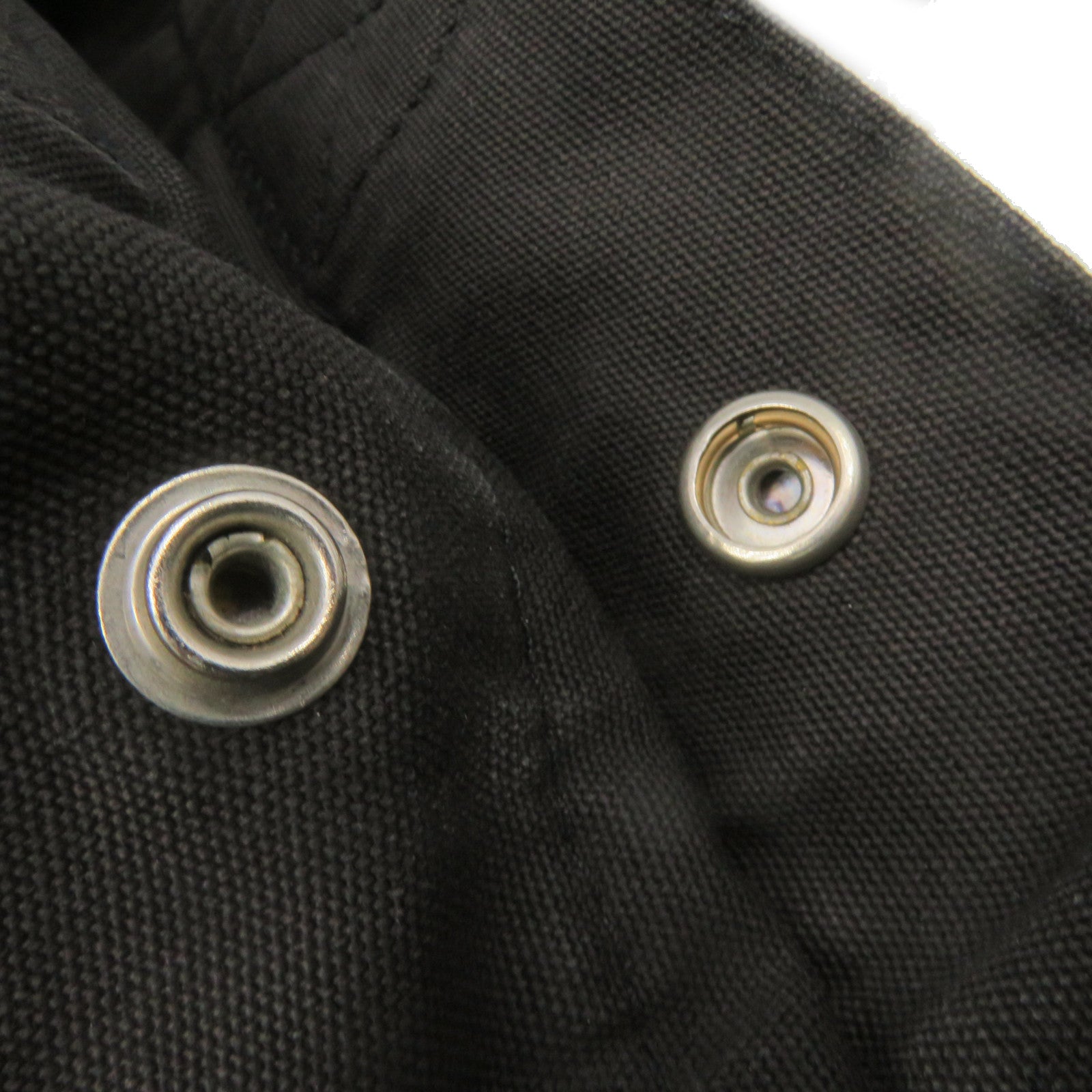 HERMES Canvas Tote Bag Silver Buckle Handle Bag Black