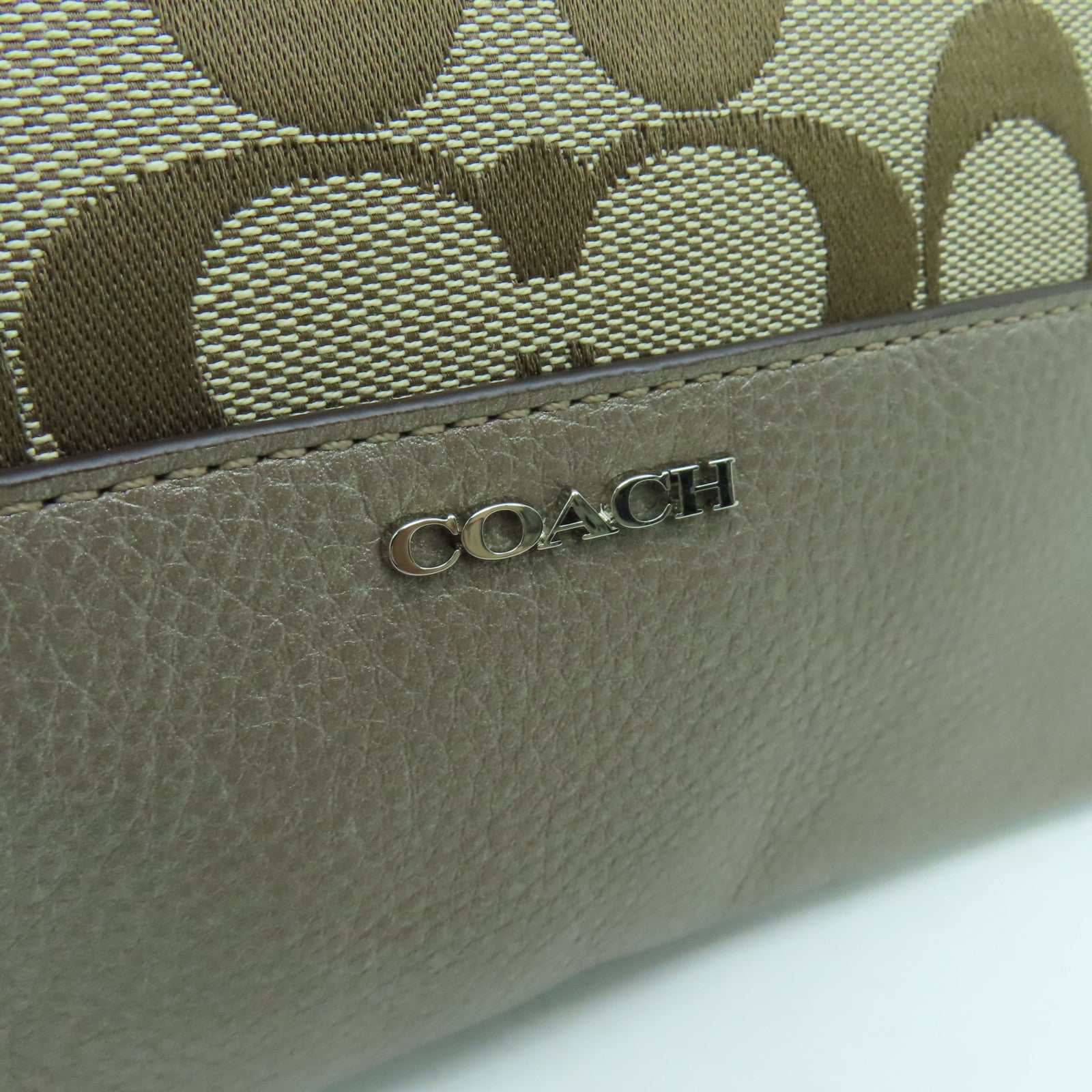 COACH 帆布Shoulder Bag银扣手挽肩背两用袋啡色