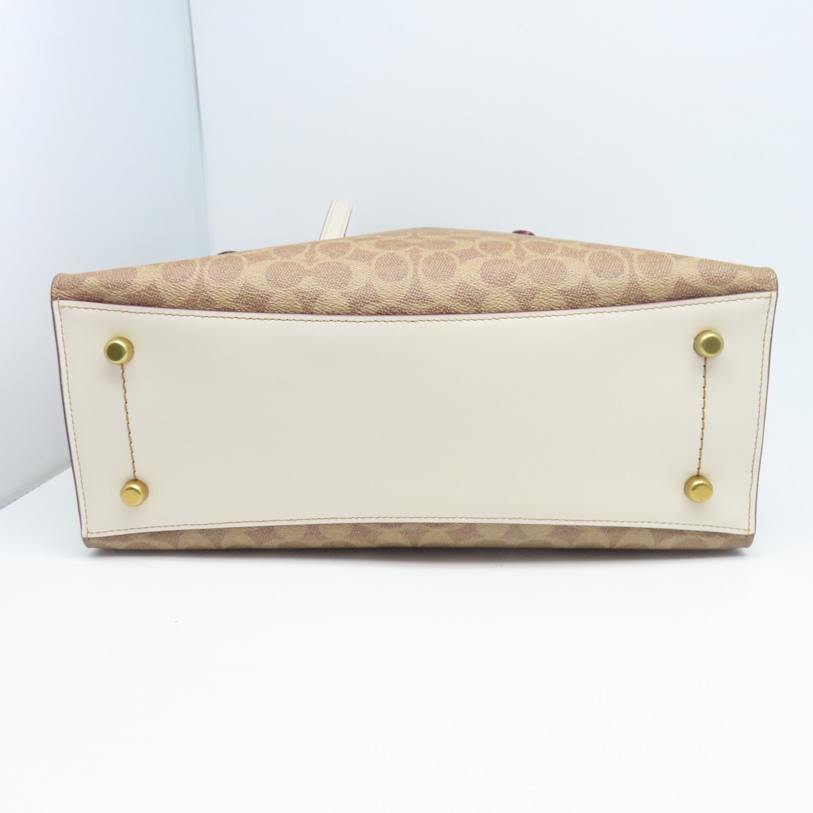 COACH Coated Leather 2way Shoulder Bag Gold Buckle Handle Shoulder Bag Brown/Beige
