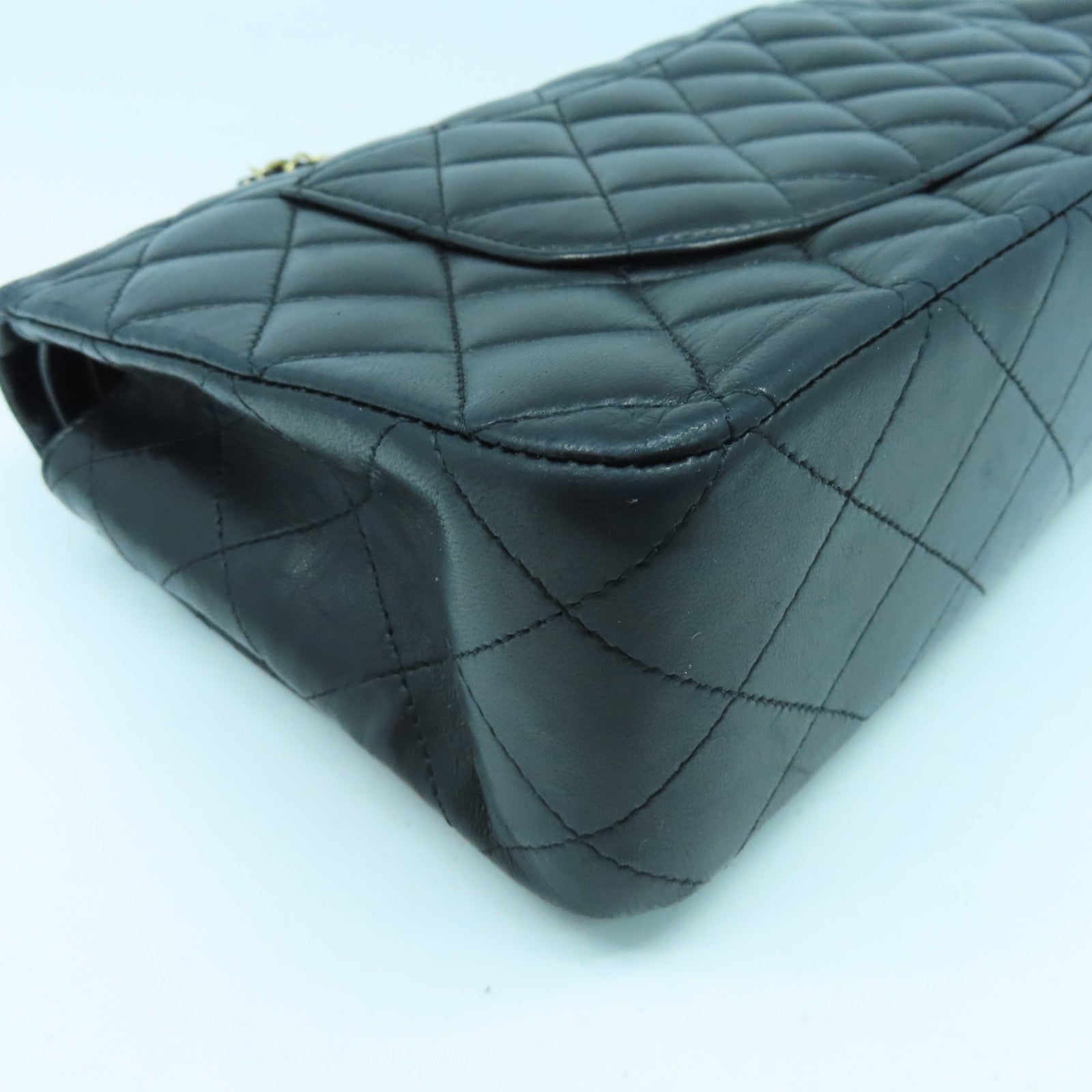 CHANEL 羊皮皮革Classic Flap金扣手挽肩背兩用袋黑色