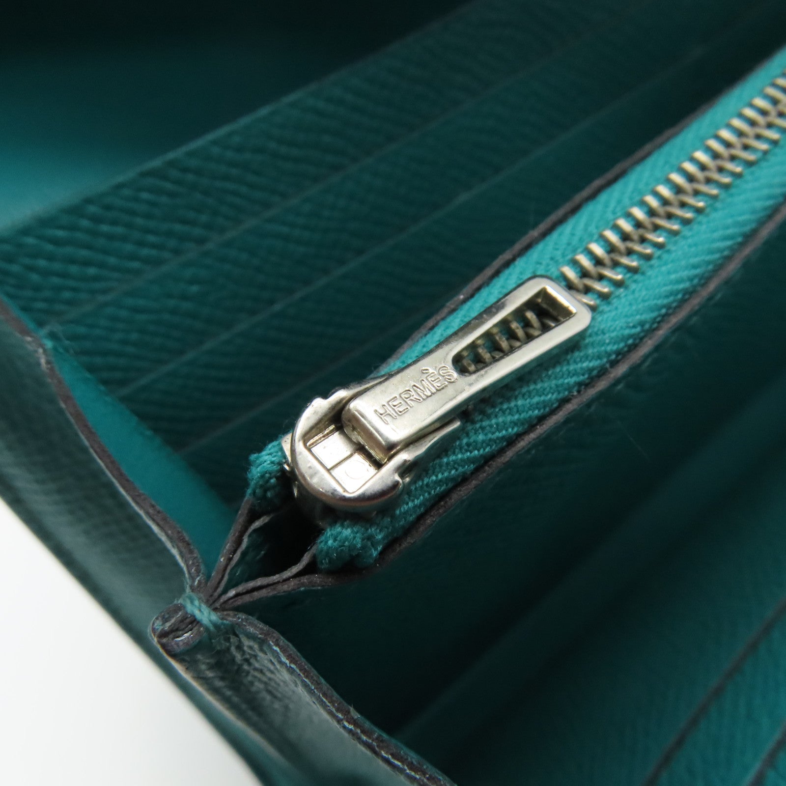 HERMES Epsom皮革Constance Long Wallet銀扣長錢包Menthe薄荷綠色