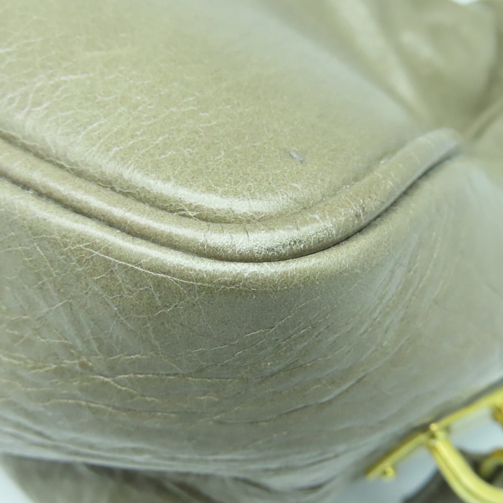 PRADA 牛皮皮革2way Shoulder Bag金扣手挽肩背兩用袋米色