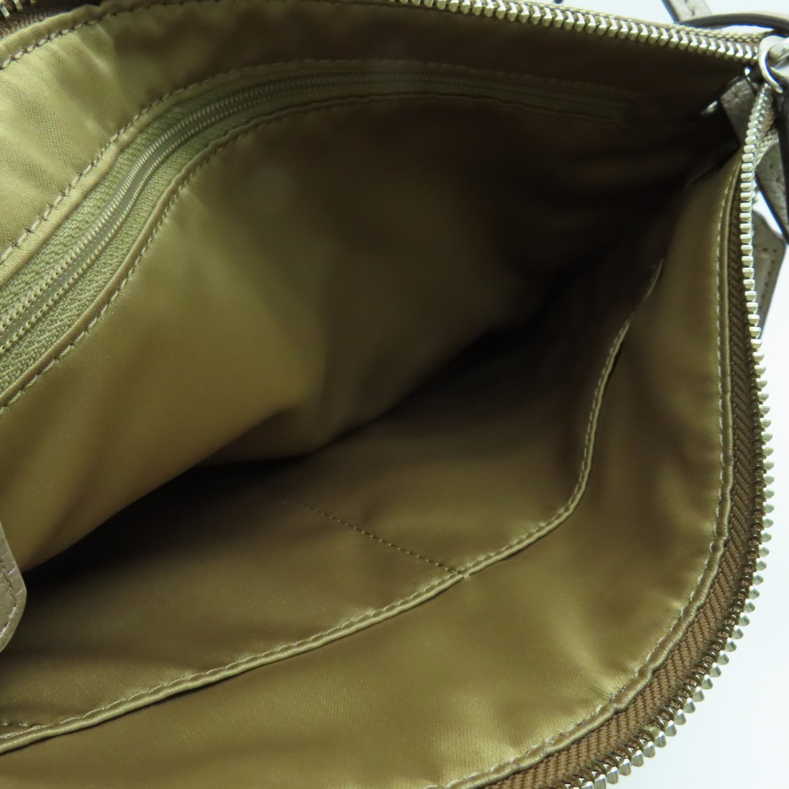 COACH 帆布Shoulder Bag银扣手挽肩背两用袋啡色