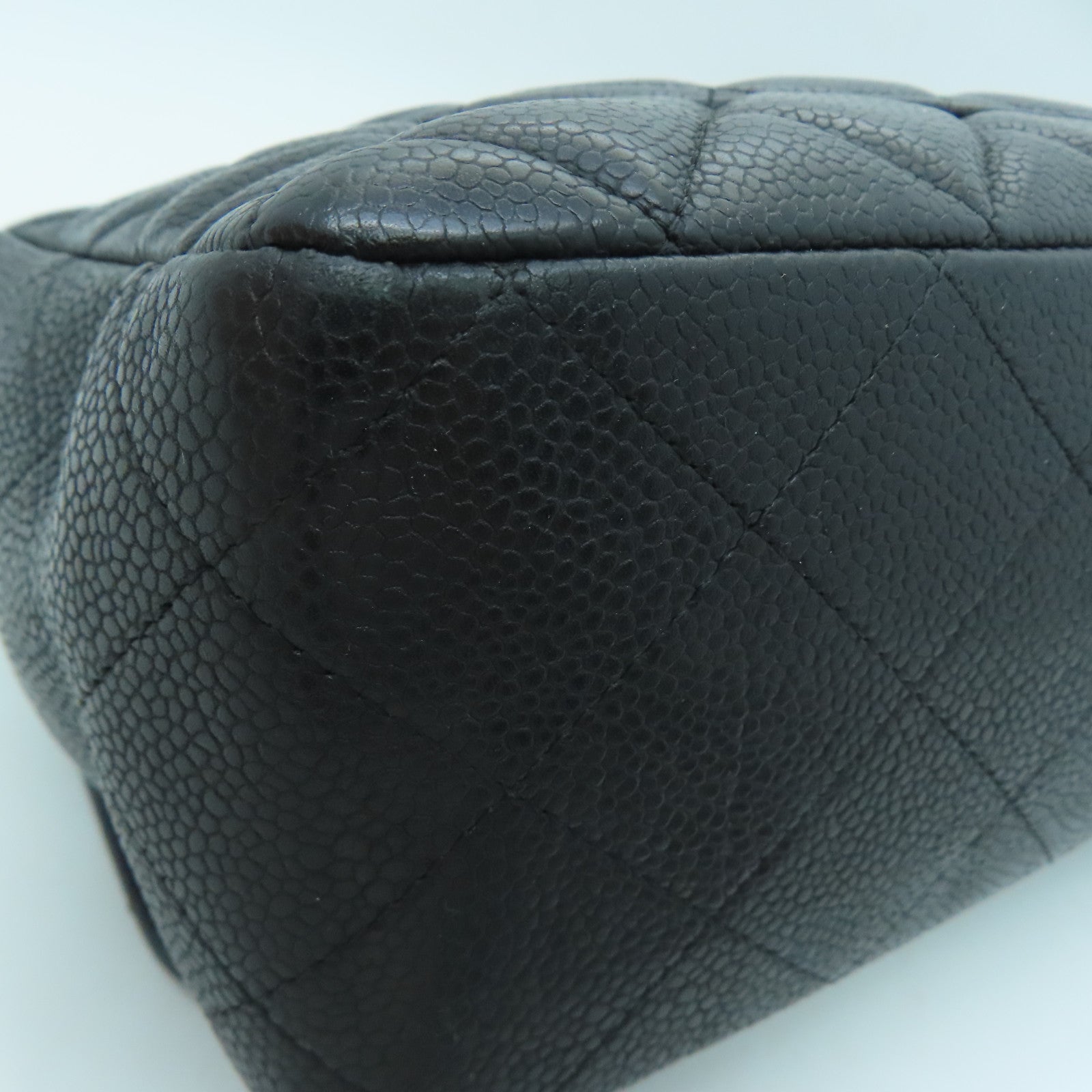 CHANEL [Sharp Reduction Offer] Rhombus Caviar Leather Classic Jumbo Silver Buckle Shoulder Bag Black