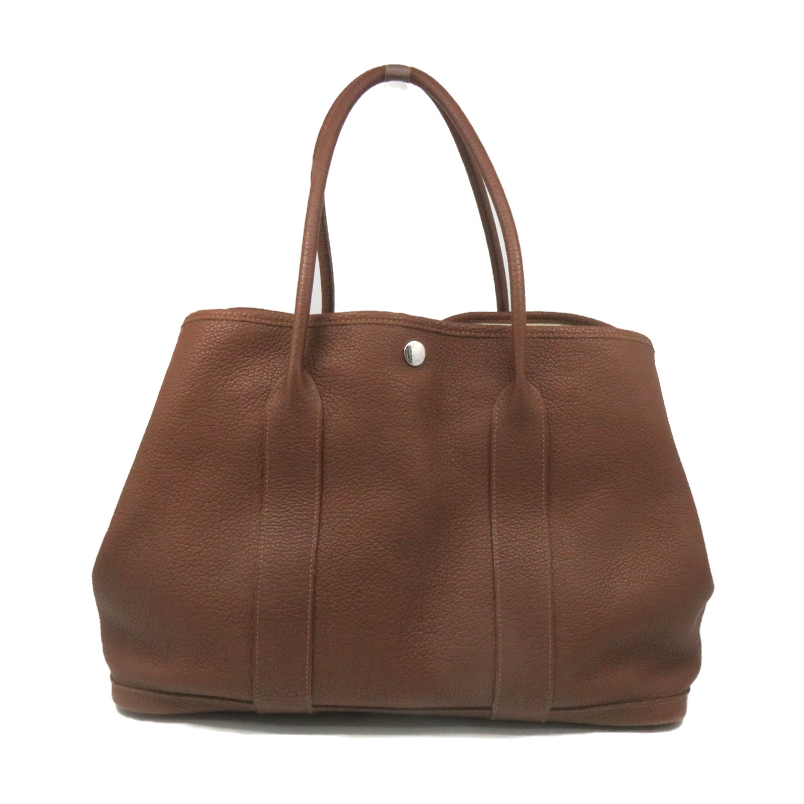 HERMES Negonda皮革Garden Party PM Tote Bag銀扣手挽袋經典駝色