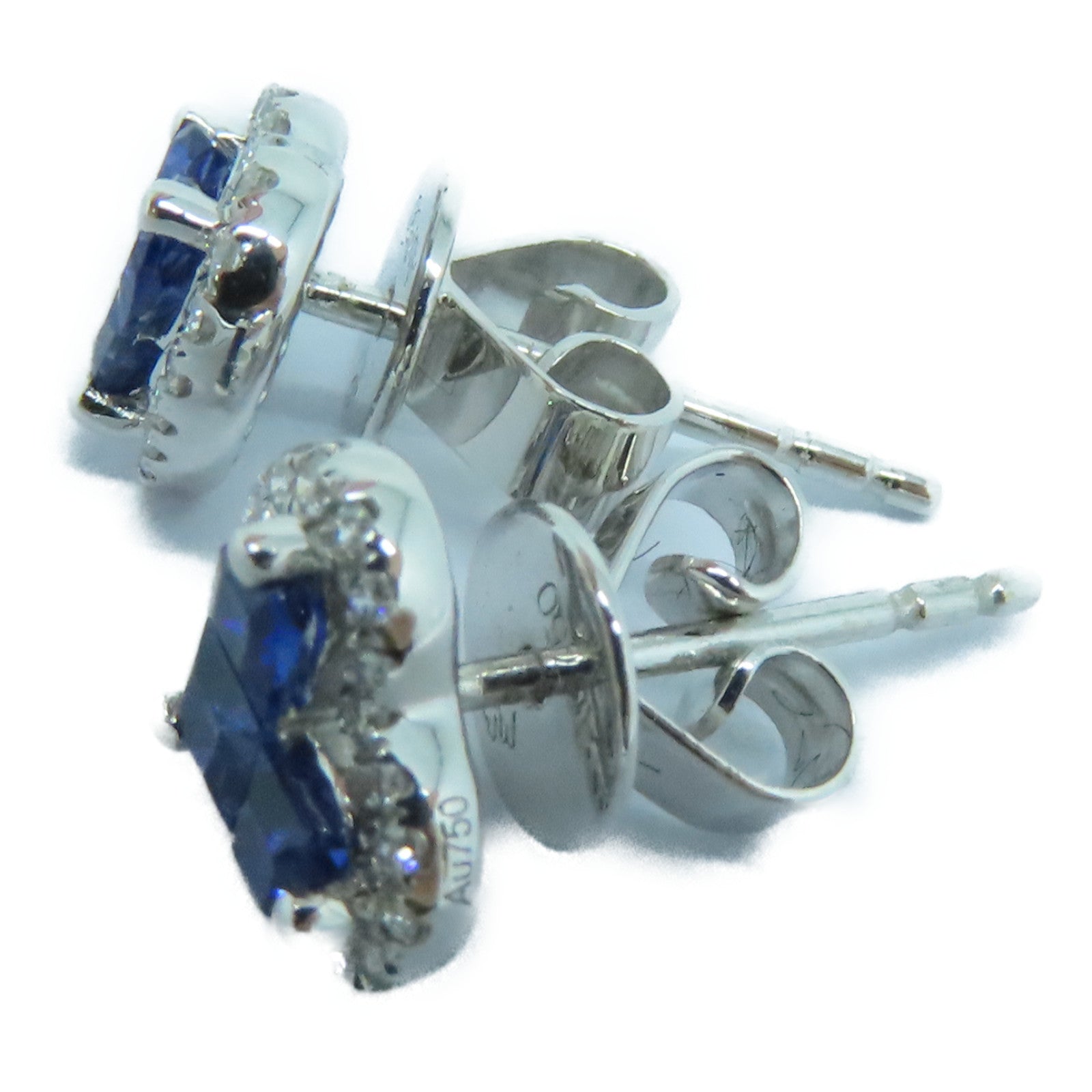 JEWELRY 18K White Gold Sapphire Earrings 0.51ct Sapphire/0.14ct Diamond Earrings