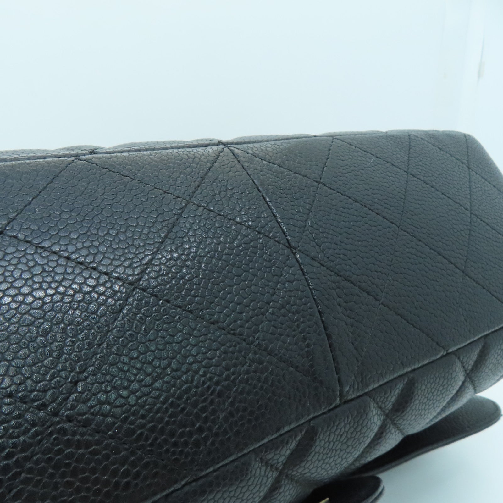 CHANEL [Sharp Reduction Offer] Rhombus Caviar Leather Classic Jumbo Silver Buckle Shoulder Bag Black