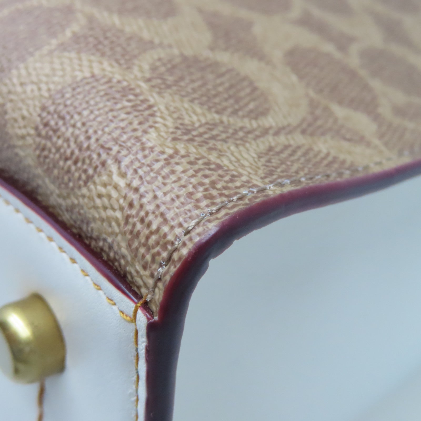 COACH Coated Leather 2way Shoulder Bag Gold Buckle Handle Shoulder Bag Brown/Beige