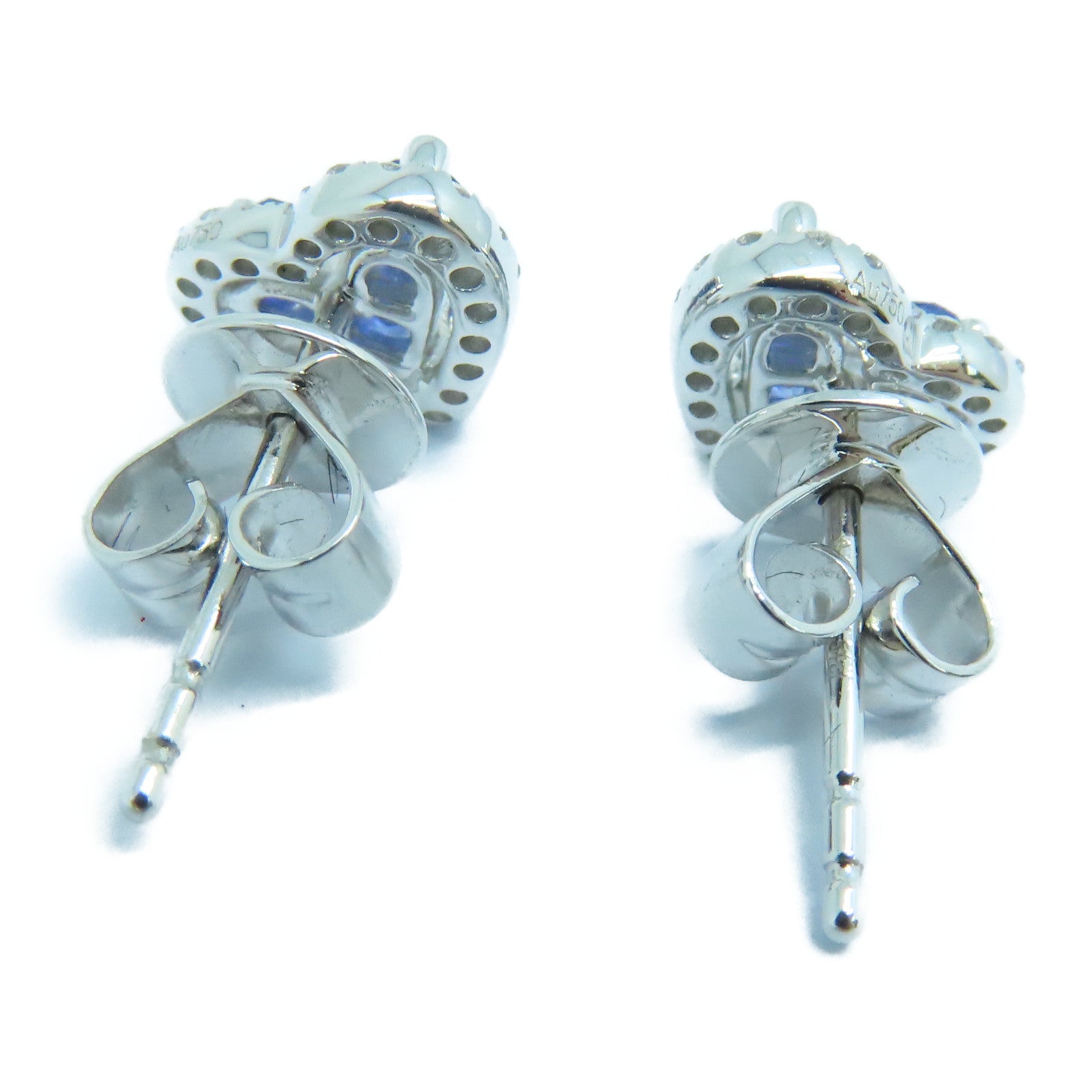 JEWELRY 18K White Gold Sapphire Earrings 0.51ct Sapphire/0.14ct Diamond Earrings