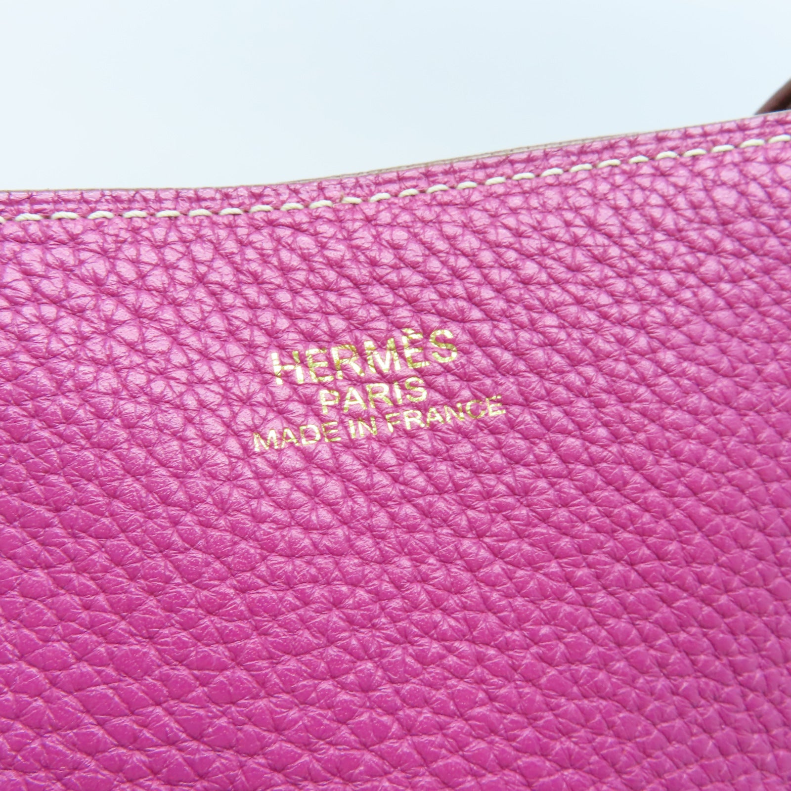 HERMES 【激減優惠】Clemence皮革Double Sens肩背袋Tosca桃紫色/Marron啡色