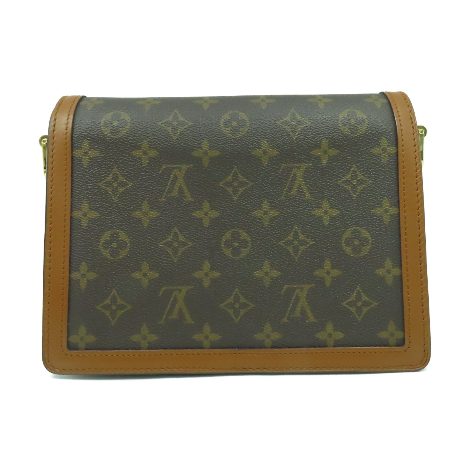 LOUIS VUITTON Monogram Reverse Dauphine MM金扣肩背袋啡色