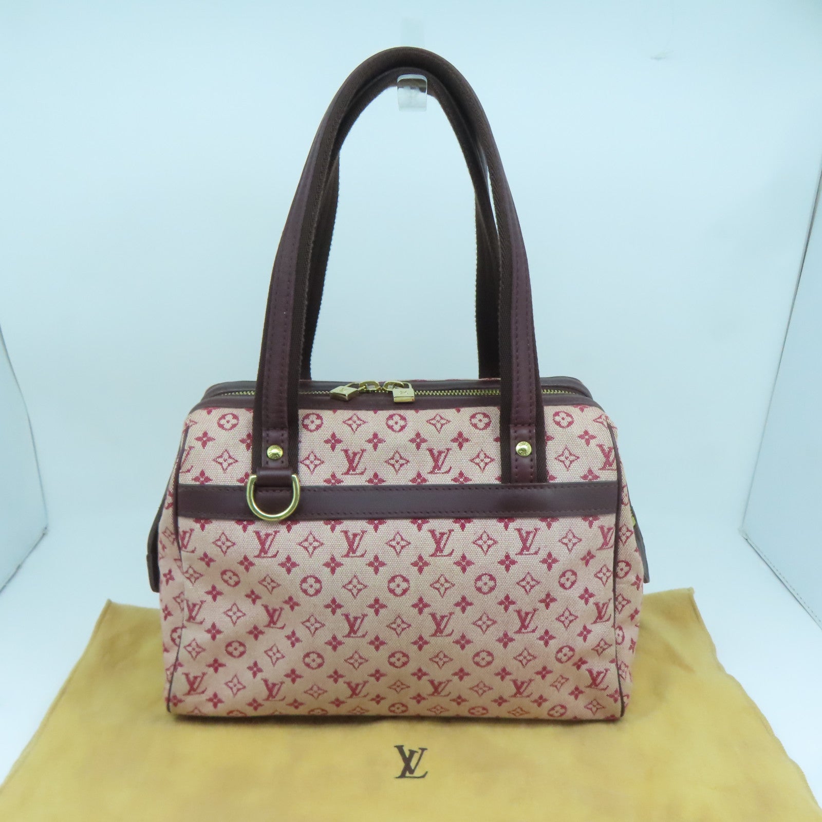 LOUIS VUITTON Monogram Mini Josephine PM金扣肩背袋酒红色