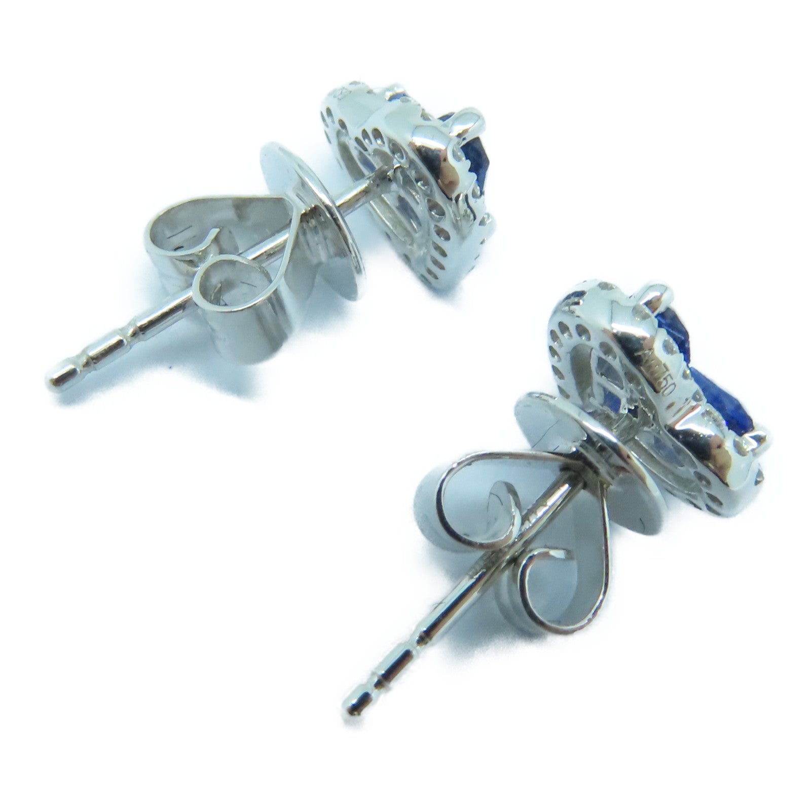 JEWELRY 18K White Gold Sapphire Earrings 0.51ct Sapphire/0.14ct Diamond Earrings