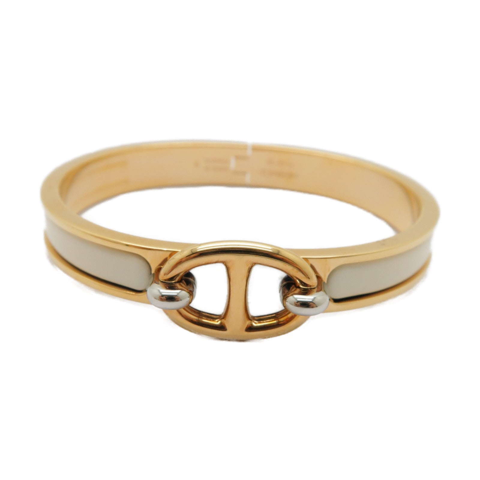 HERMES 金屬Mini Clic Chaine d'Ancre手鐲奶油色/粉金色