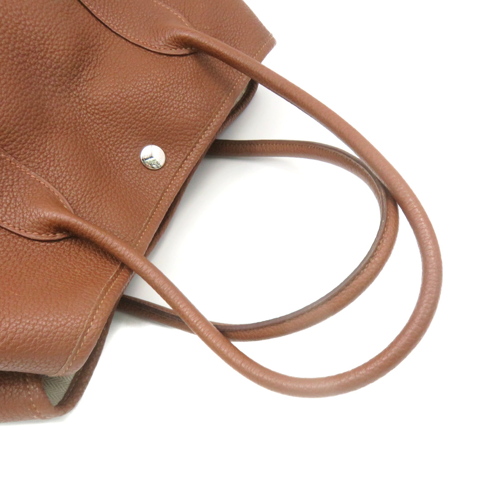 HERMES Negonda皮革Garden Party PM Tote Bag銀扣手挽袋經典駝色