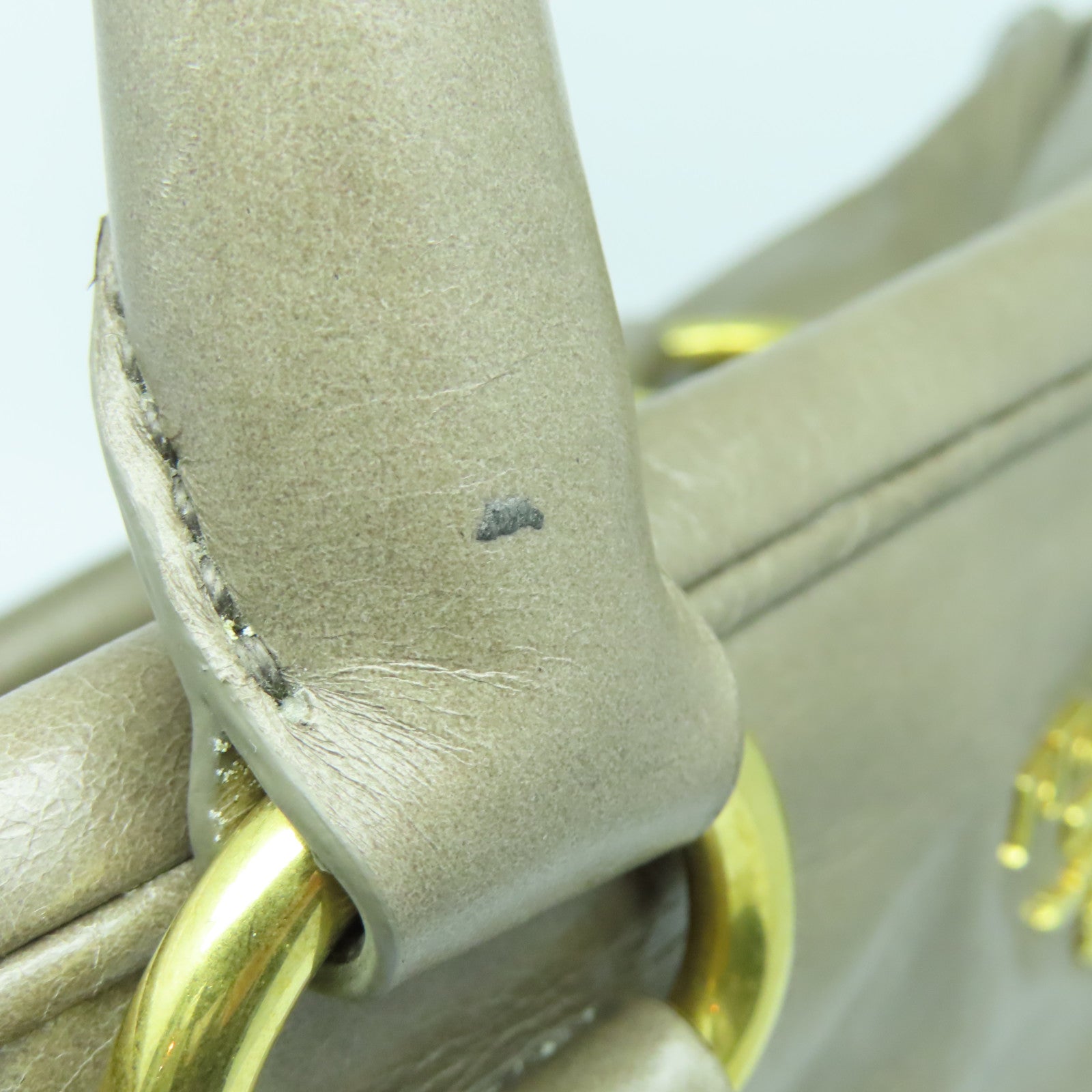 PRADA 牛皮皮革2way Shoulder Bag金扣手挽肩背兩用袋米色