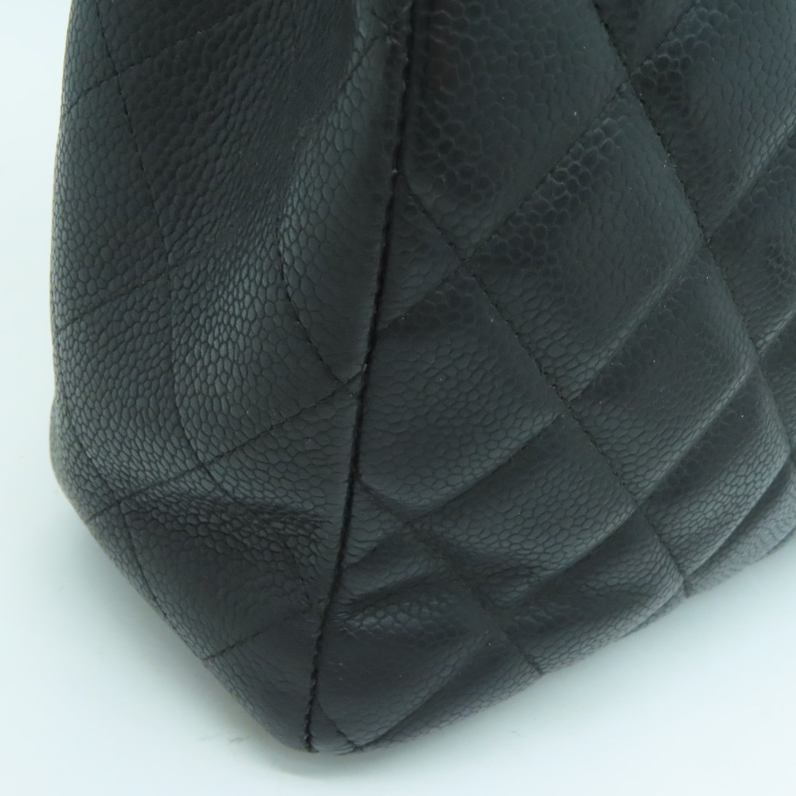 CHANEL [Sharp Reduction Offer] Rhombus Caviar Leather Classic Jumbo Silver Buckle Shoulder Bag Black
