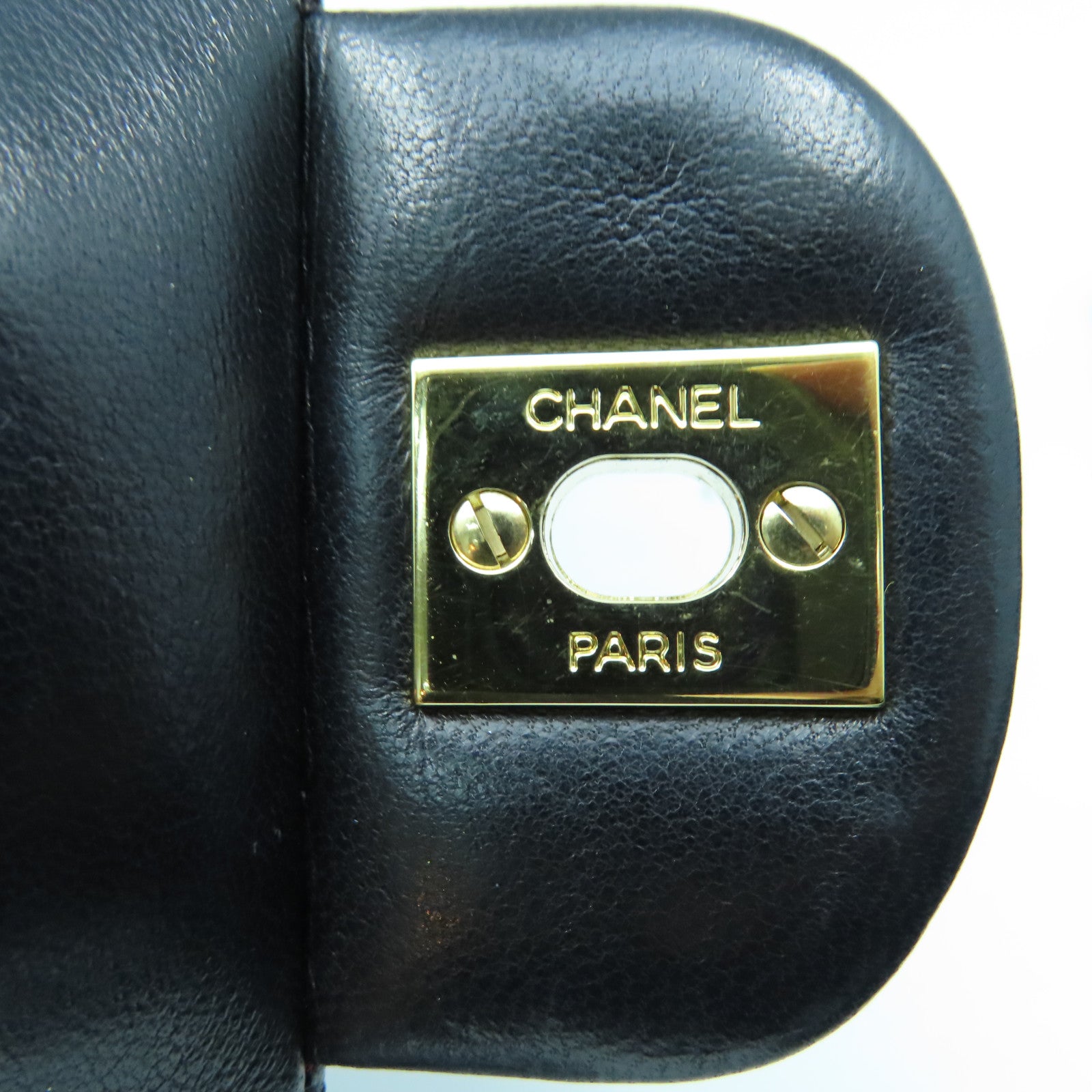 CHANEL 羊皮皮革Classic Flap金扣手挽肩背兩用袋黑色