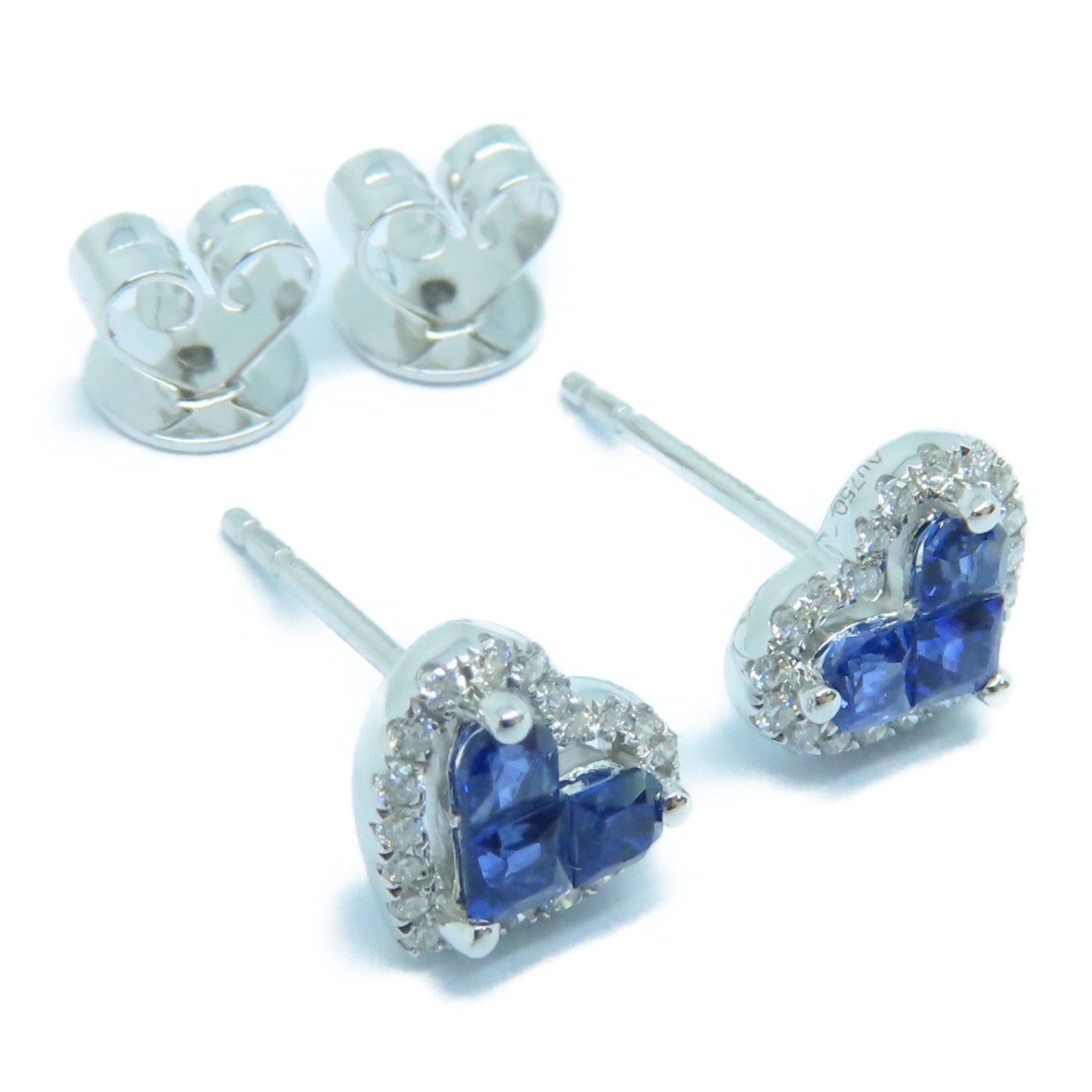 JEWELRY 18K White Gold Sapphire Earrings 0.51ct Sapphire/0.14ct Diamond Earrings