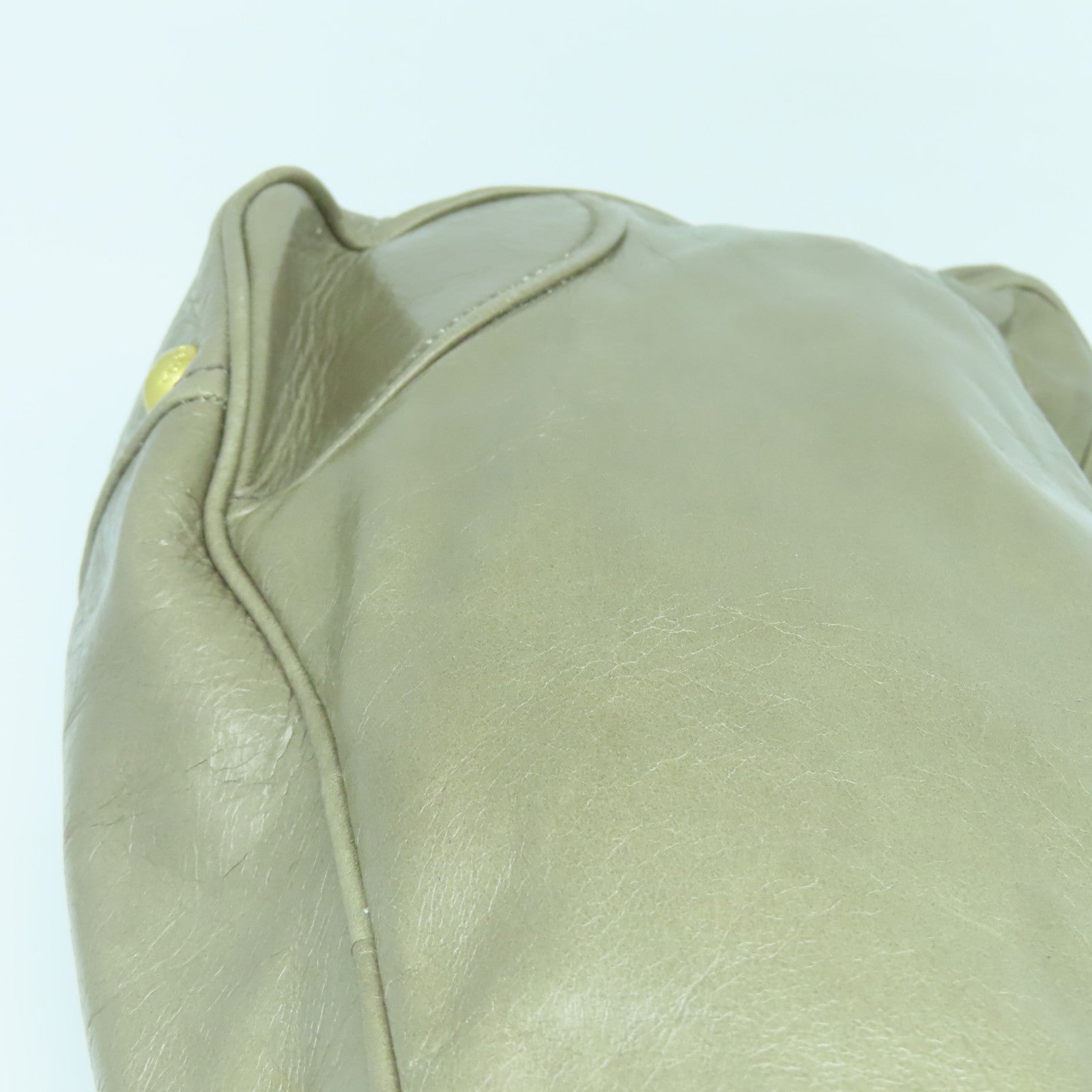 PRADA 牛皮皮革2way Shoulder Bag金扣手挽肩背兩用袋米色