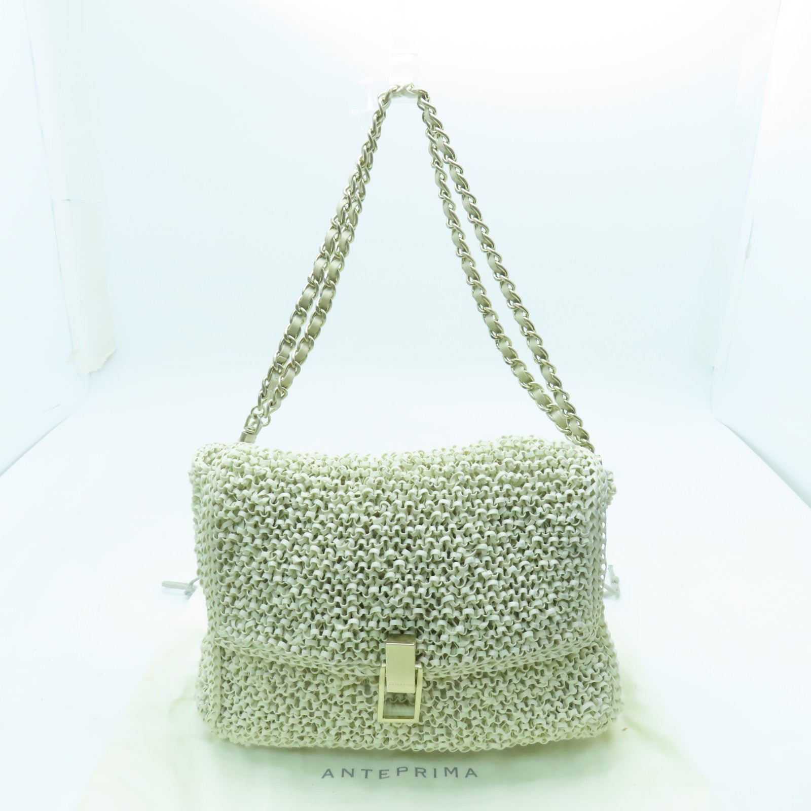 ANTEPRIMA PVC Shoulder Bag銀扣鏈帶肩背袋白色/炫光