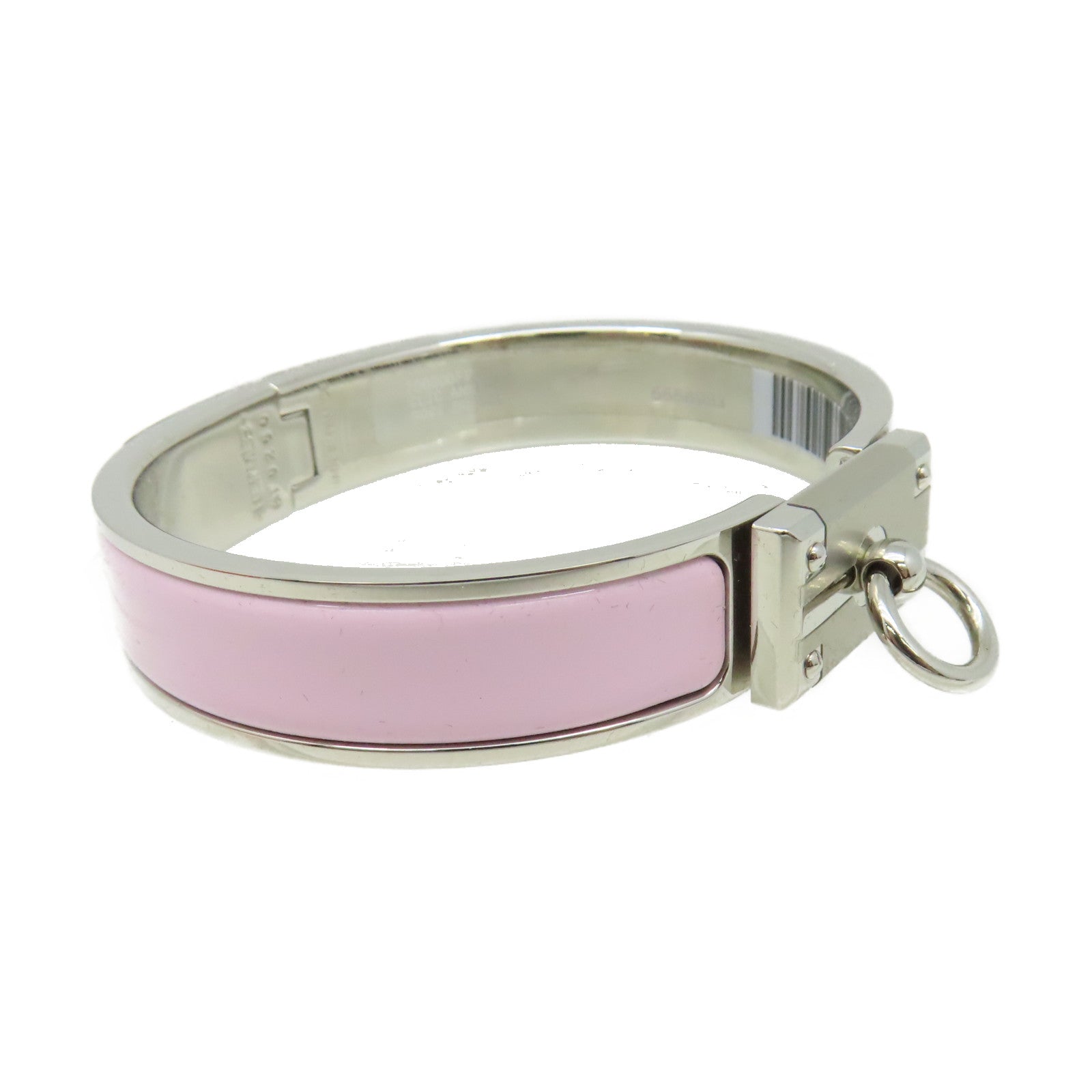 HERMES 金屬/陶瓷Clic Anneau Bracelet銀扣手鏈Rose Drage淺粉紅/銀色