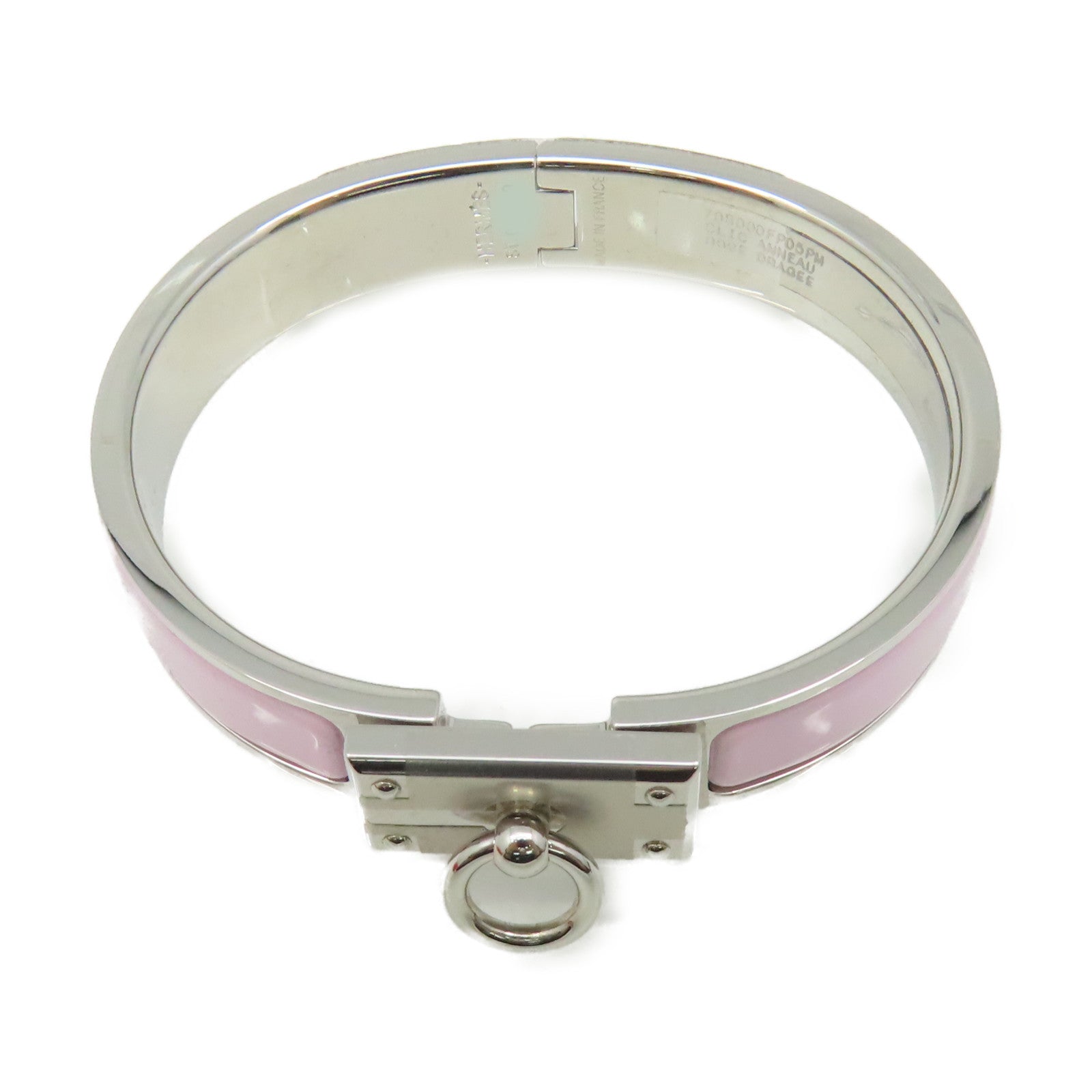 HERMES 金屬/陶瓷Clic Anneau Bracelet銀扣手鏈Rose Drage淺粉紅/銀色