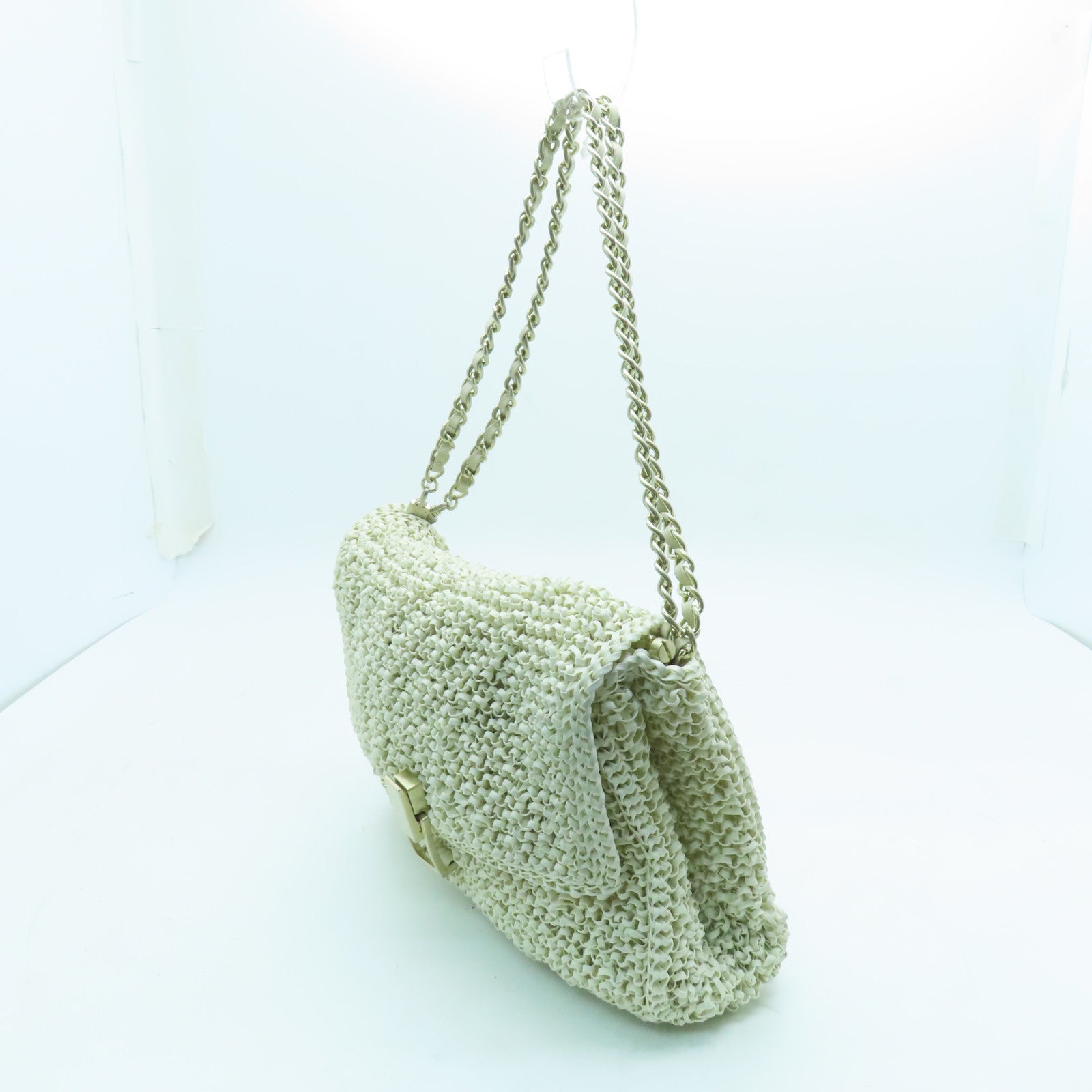 ANTEPRIMA PVC Shoulder Bag銀扣鏈帶肩背袋白色/炫光