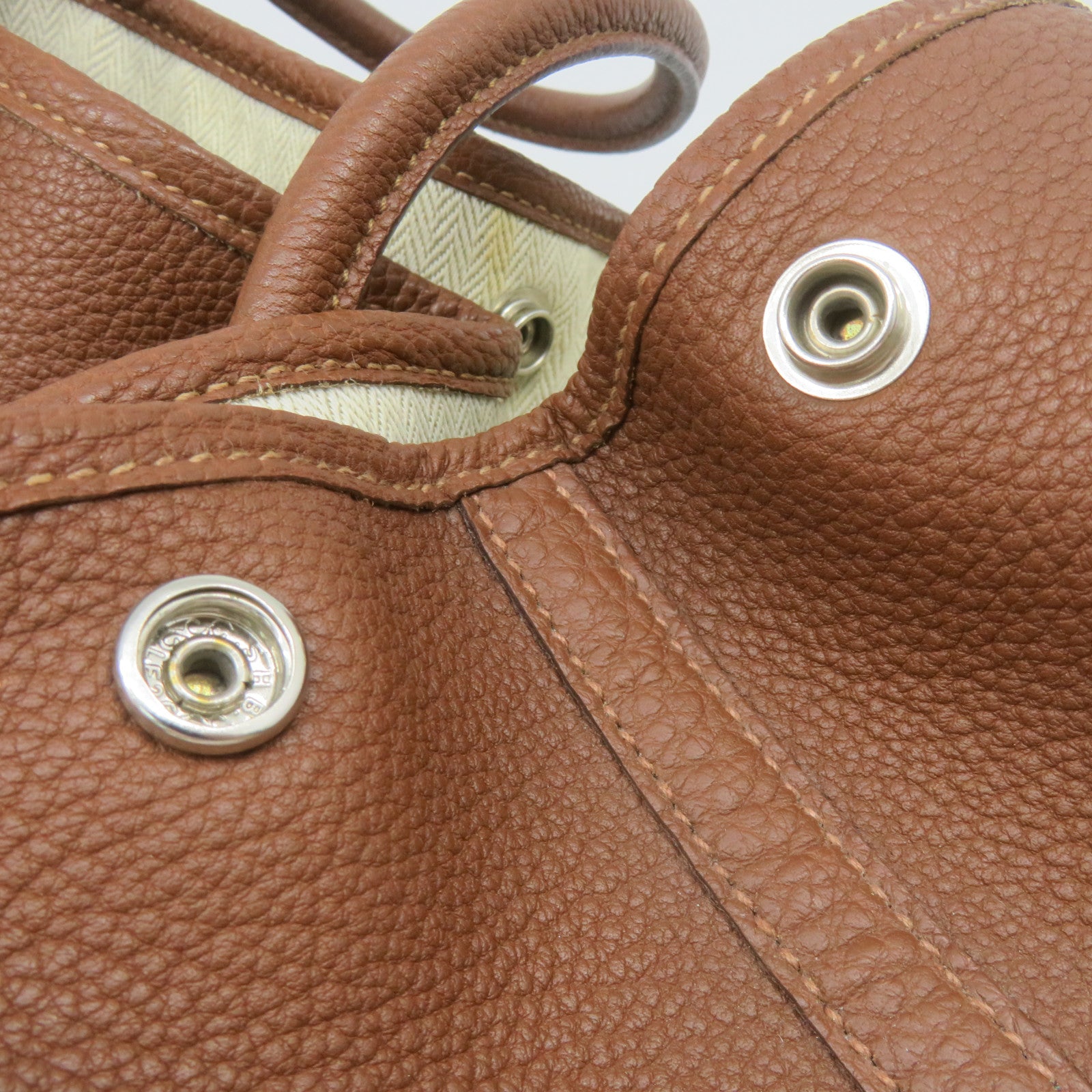HERMES Negonda皮革Garden Party PM Tote Bag銀扣手挽袋經典駝色