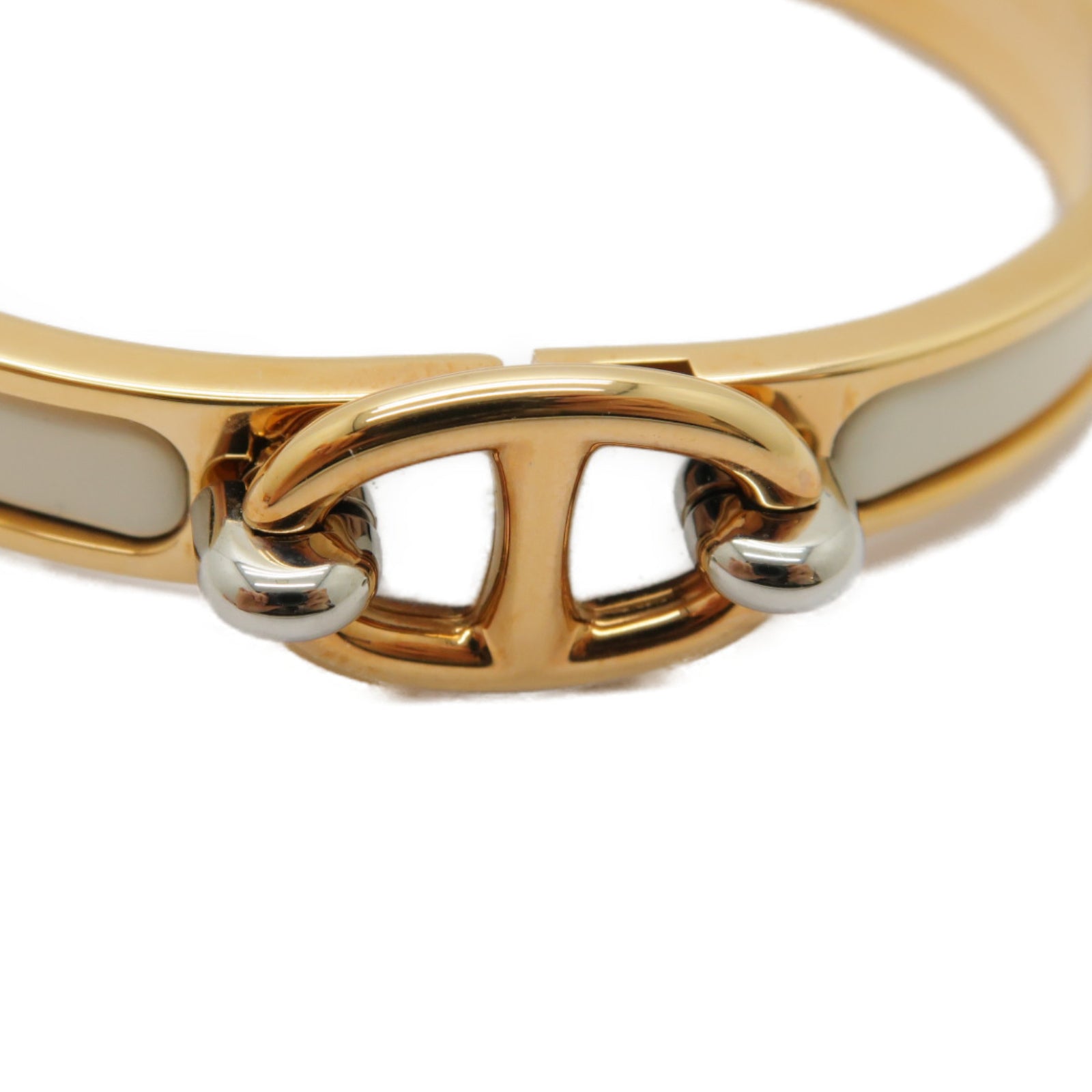 HERMES 金屬Mini Clic Chaine d'Ancre手鐲奶油色/粉金色