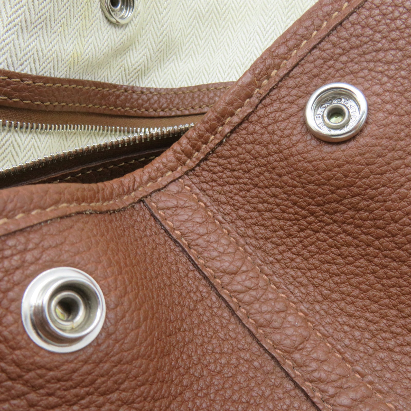 HERMES Negonda皮革Garden Party PM Tote Bag銀扣手挽袋經典駝色
