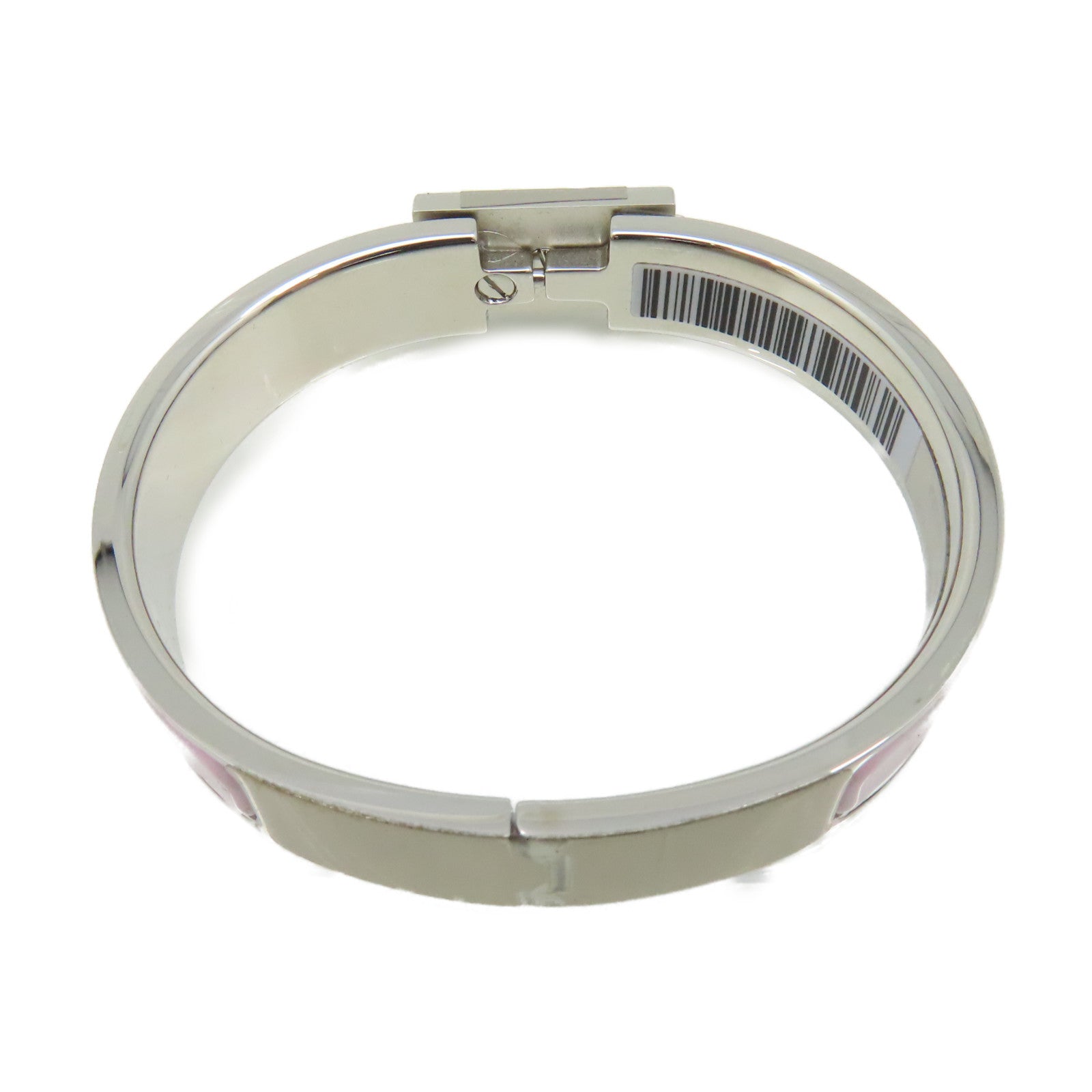 HERMES 金屬/陶瓷Clic Anneau Bracelet銀扣手鏈Rose Drage淺粉紅/銀色