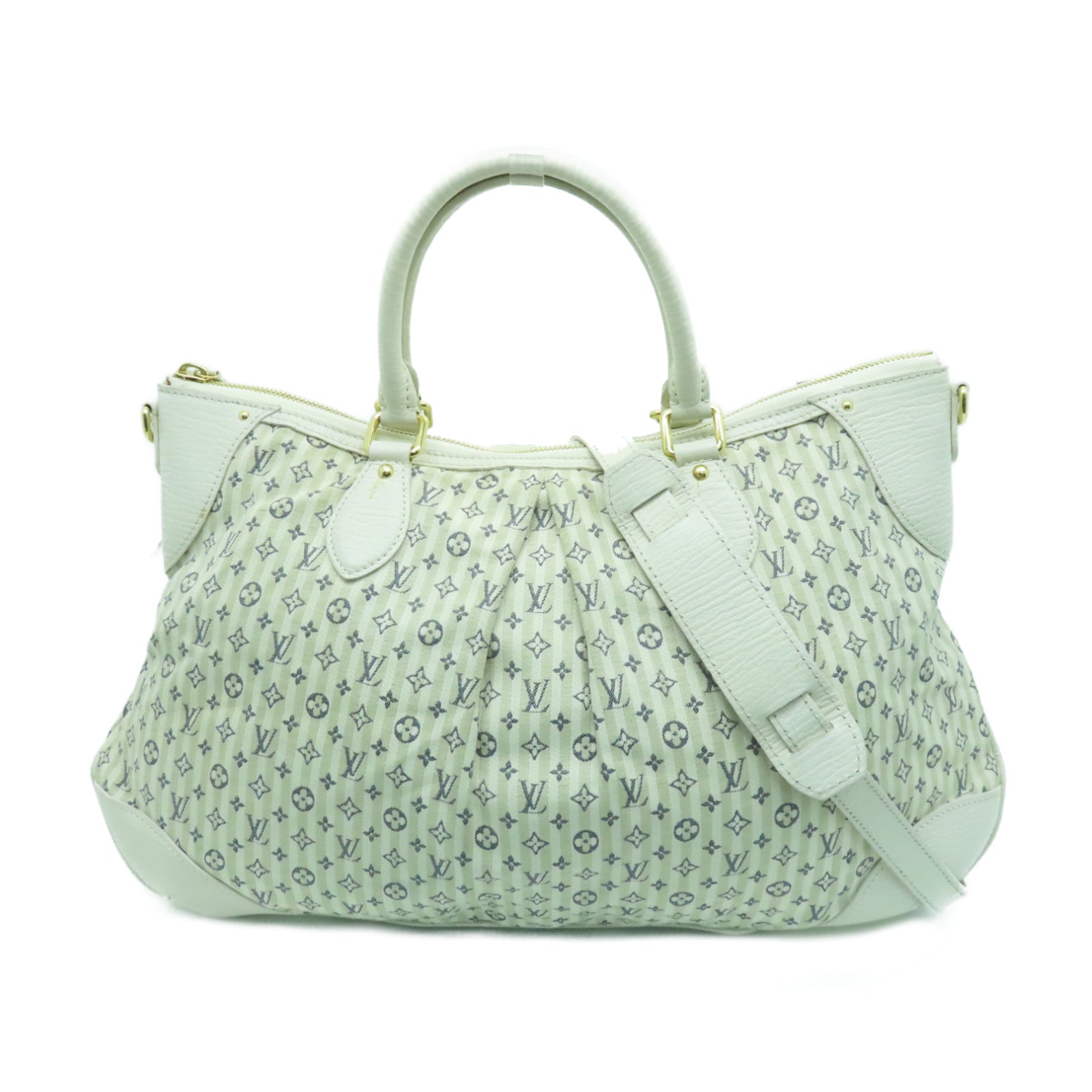 LOUIS VUITTON Monogram Mini Lin Marina GM金扣手挽肩背兩用袋白色