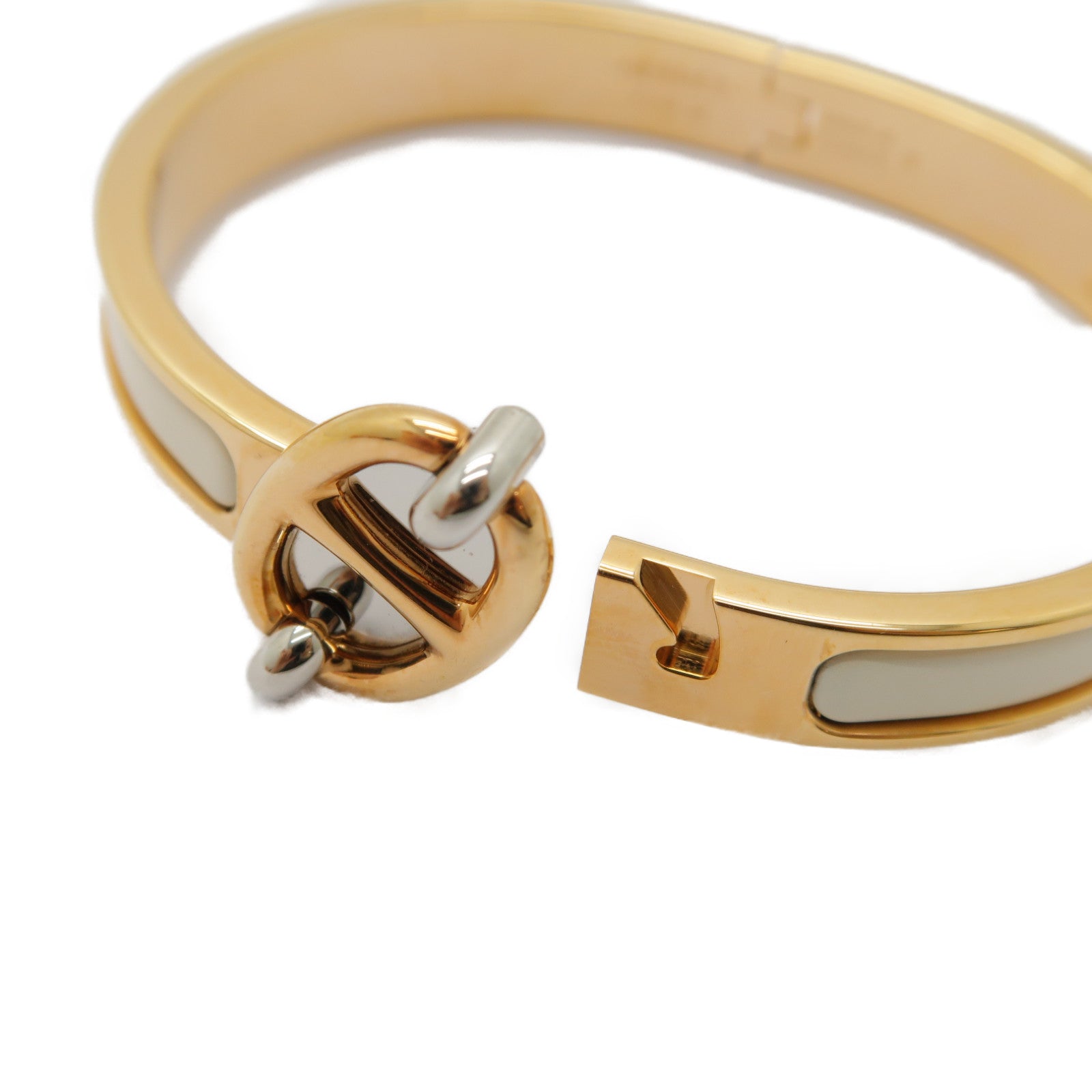 HERMES 金屬Mini Clic Chaine d'Ancre手鐲奶油色/粉金色