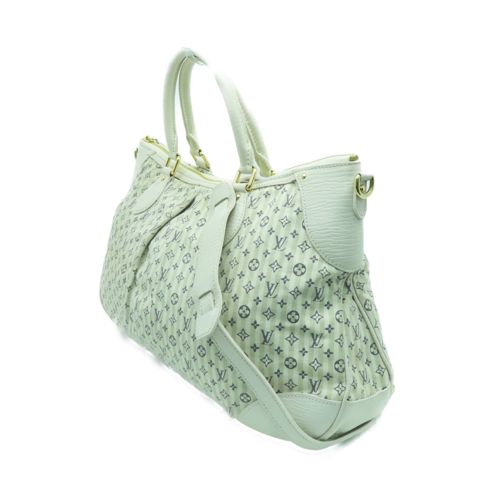 LOUIS VUITTON Monogram Mini Lin Marina GM金扣手挽肩背兩用袋白色
