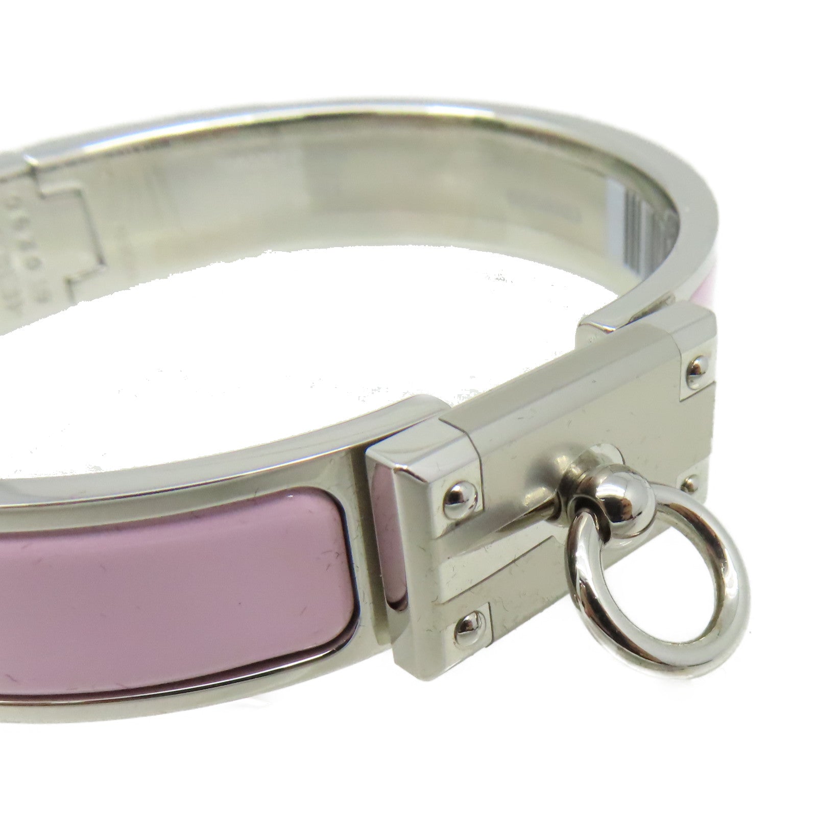 HERMES 金屬/陶瓷Clic Anneau Bracelet銀扣手鏈Rose Drage淺粉紅/銀色