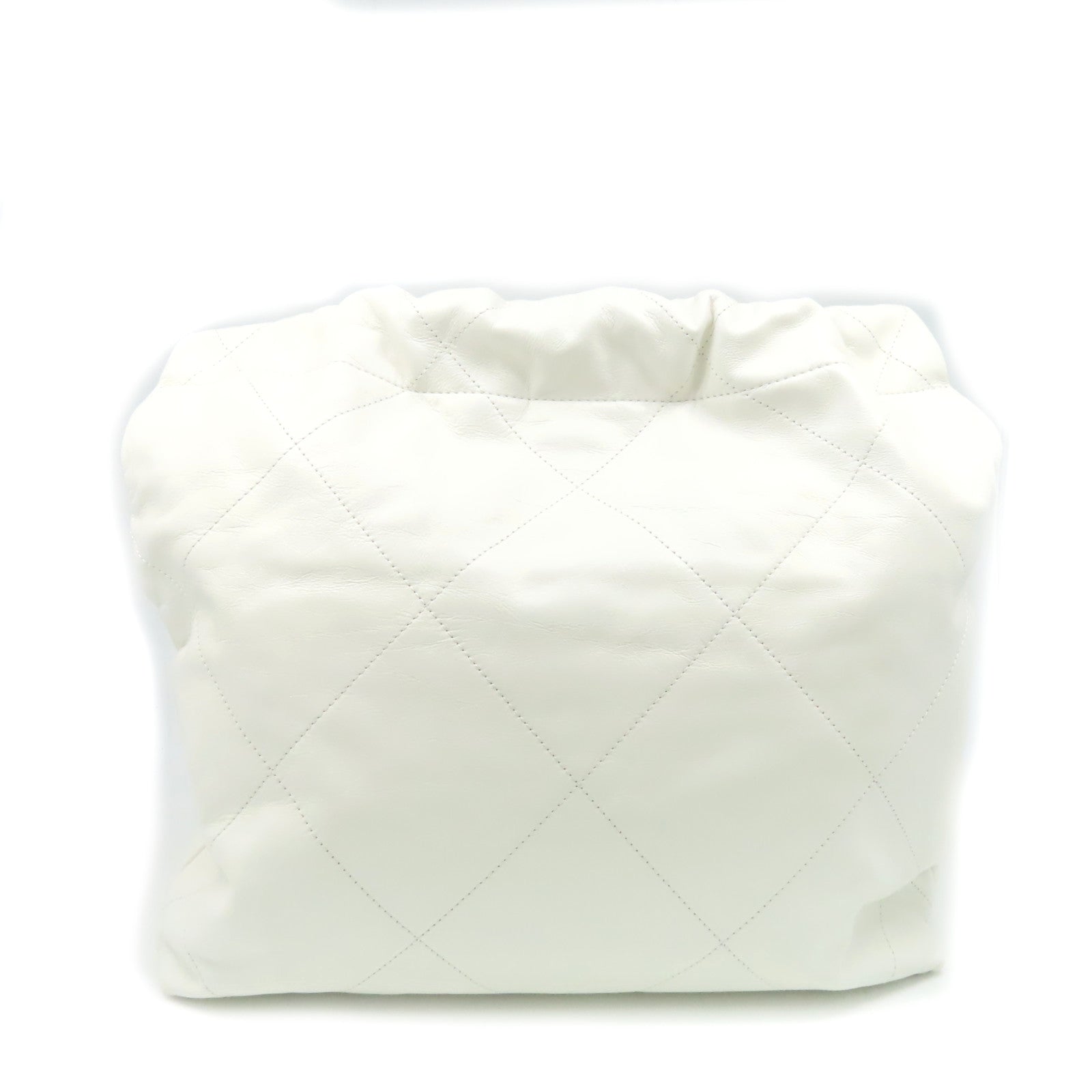 CHANEL 菱格牛皮皮革Chanel Small 22 Chain Shoulder Bag金扣鏈帶肩背袋白色
