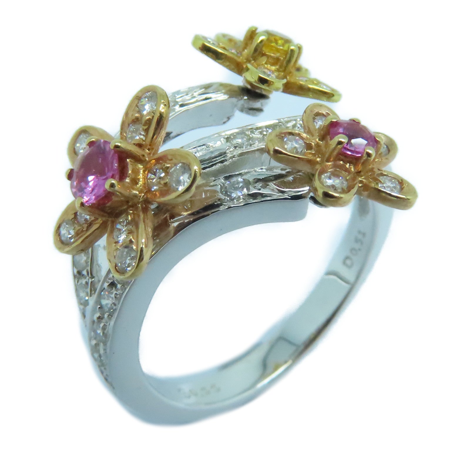 JEWELRY 18K White Gold/Gold Sapphire Ring 0.33ct Sapphire/0.51ct Diamond Ring US#6