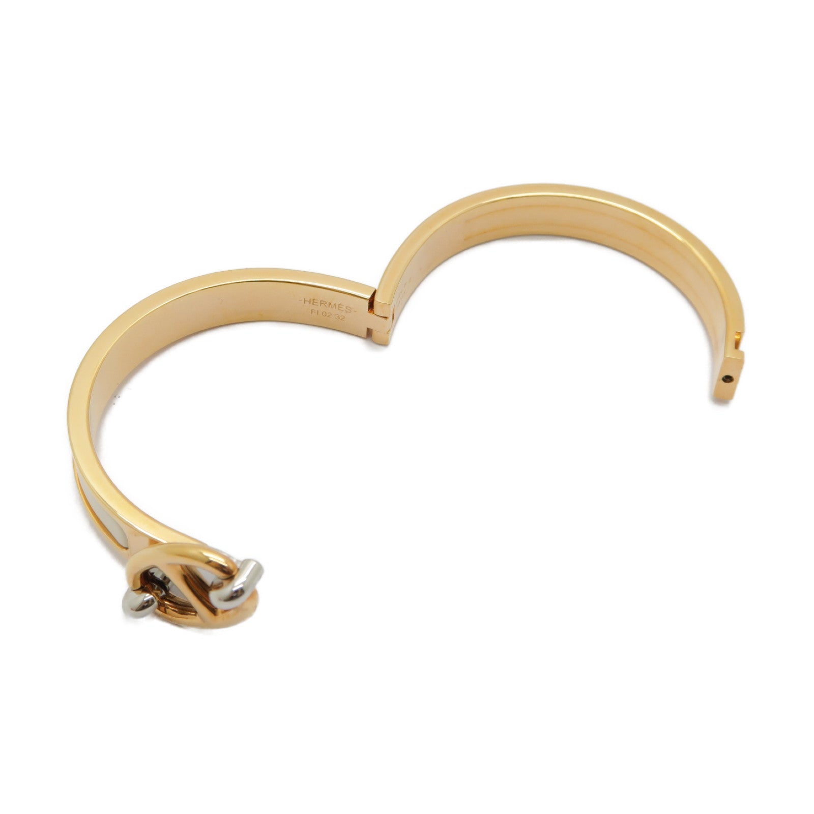 HERMES 金屬Mini Clic Chaine d'Ancre手鐲奶油色/粉金色