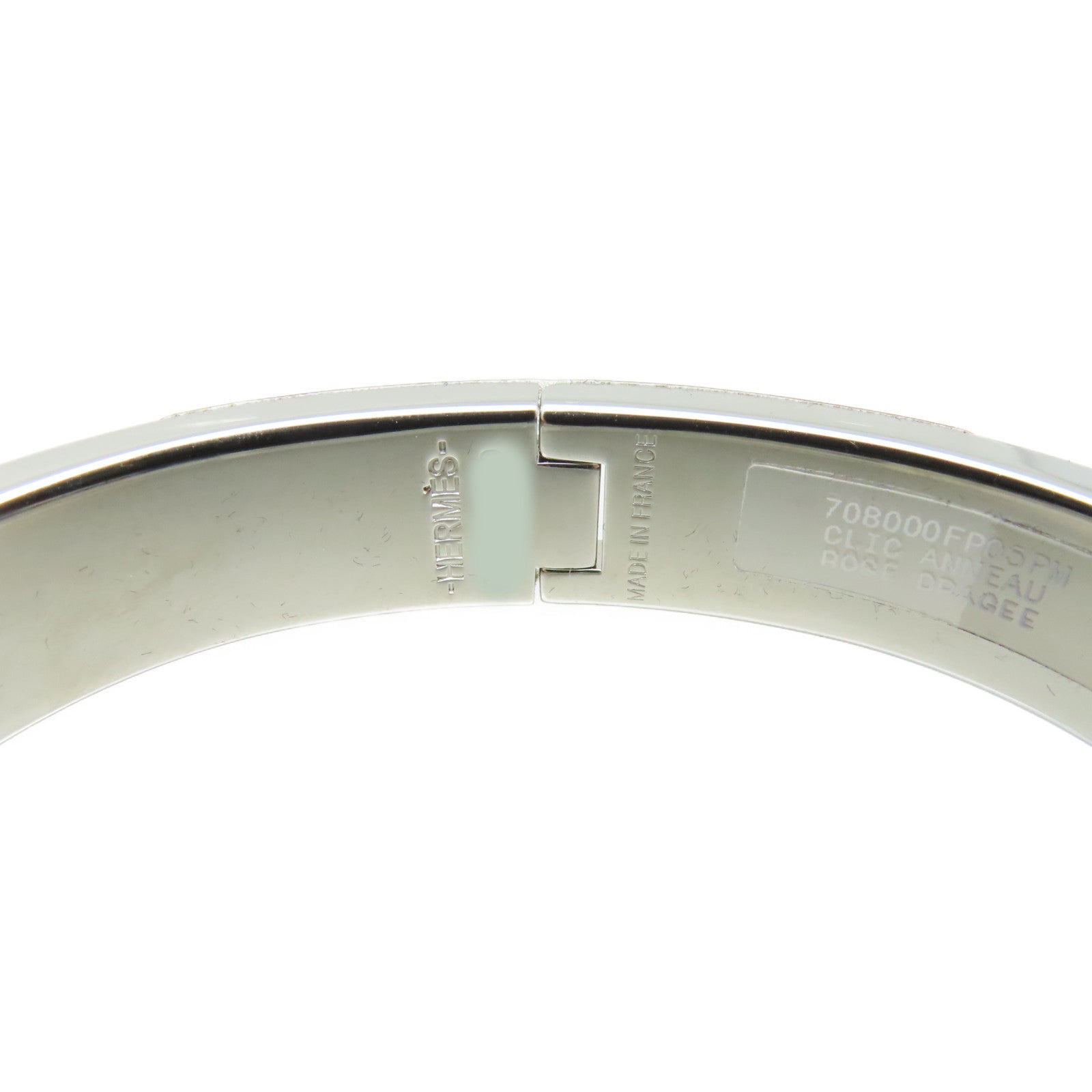 HERMES 金屬/陶瓷Clic Anneau Bracelet銀扣手鏈Rose Drage淺粉紅/銀色