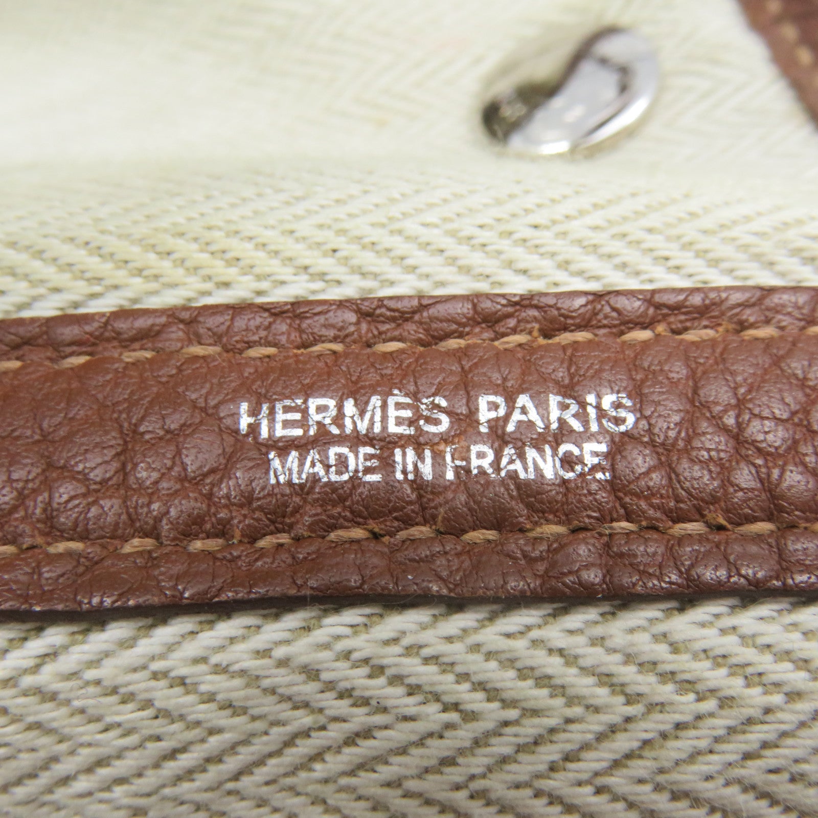 HERMES Negonda皮革Garden Party PM Tote Bag銀扣手挽袋經典駝色
