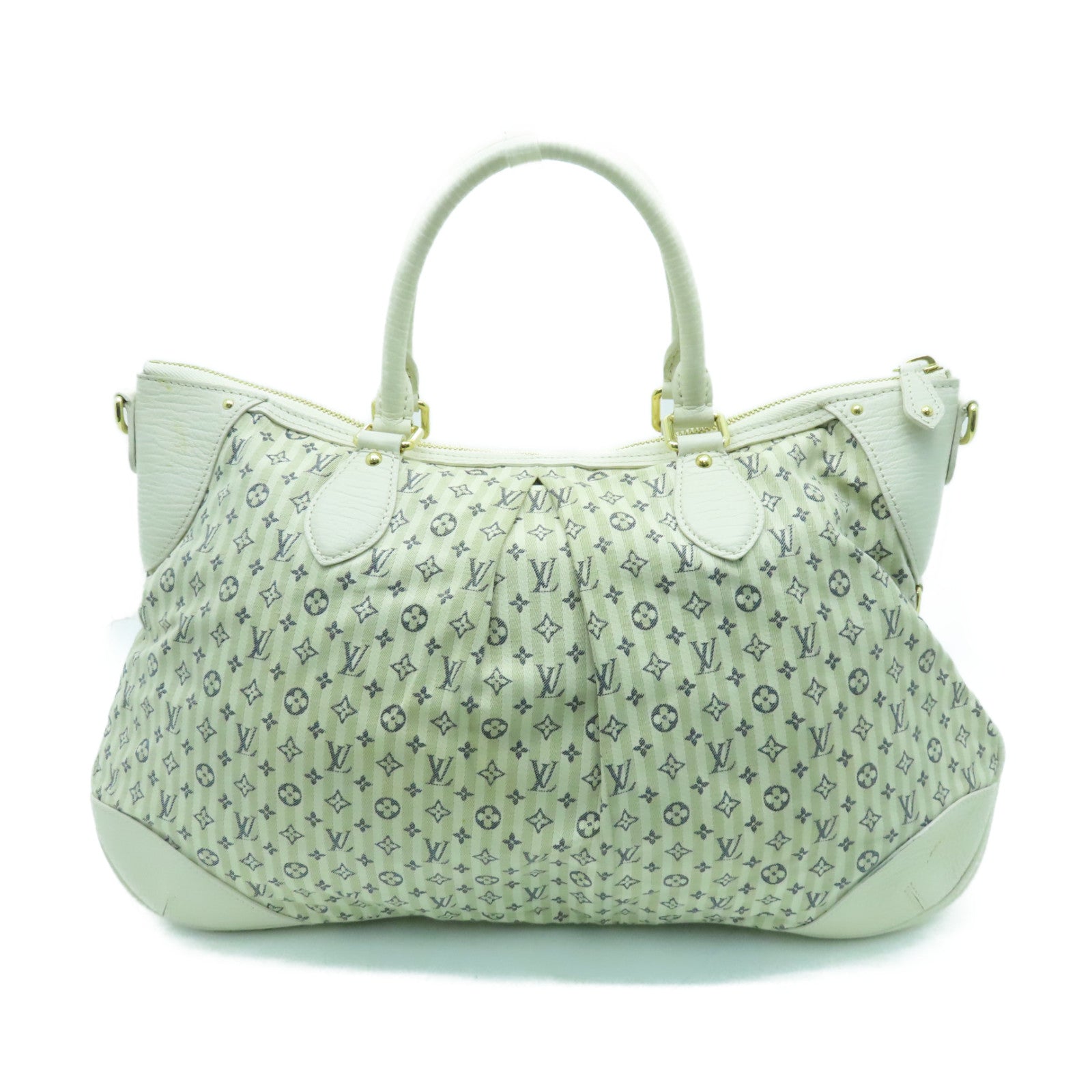 LOUIS VUITTON Monogram Mini Lin Marina GM金扣手挽肩背兩用袋白色