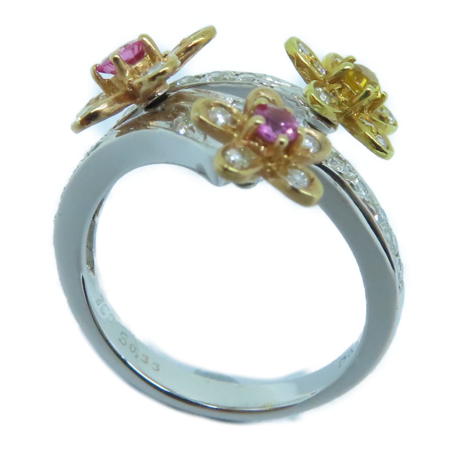 JEWELRY 18K White Gold/Gold Sapphire Ring 0.33ct Sapphire/0.51ct Diamond Ring US#6