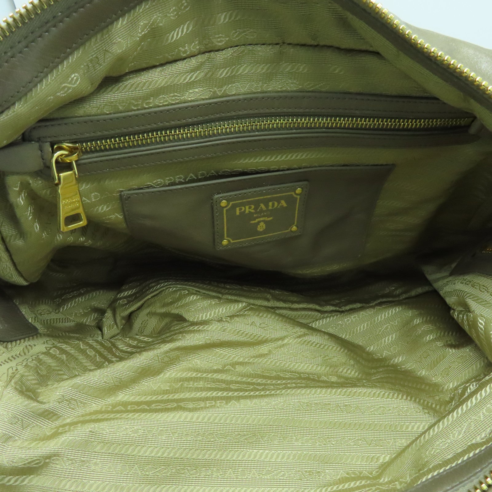 PRADA 牛皮皮革2way Shoulder Bag金扣手挽肩背兩用袋米色