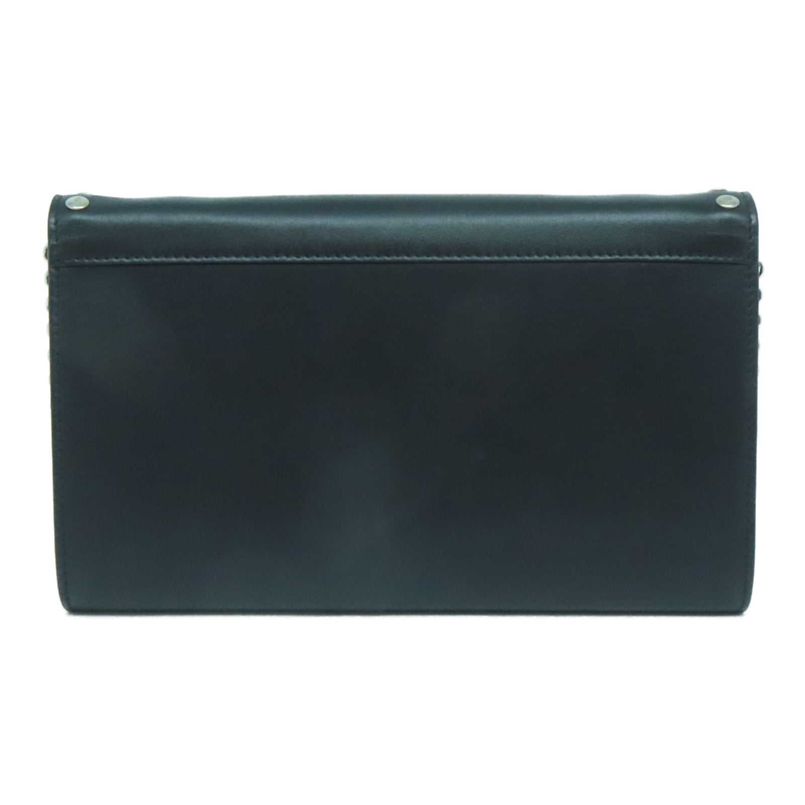 CELINE 牛皮皮革Chain Shoulder Bag銀扣鏈帶肩背袋黑色